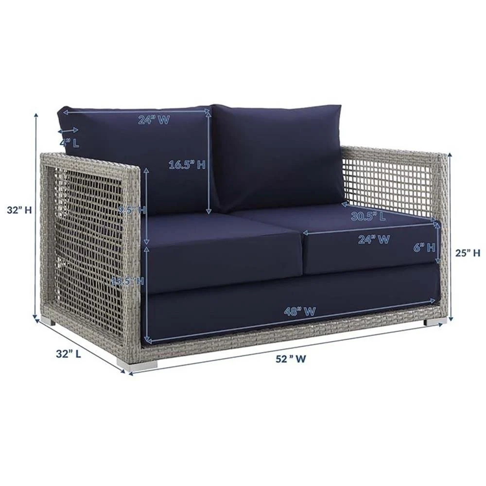 Afuera Living Wicker Patio Loveseat, Gray - 52in W x 32in D - Image 15 Afuera Living Wicker Patio Loveseat, Gray - 52in W x 32in D - Image 15