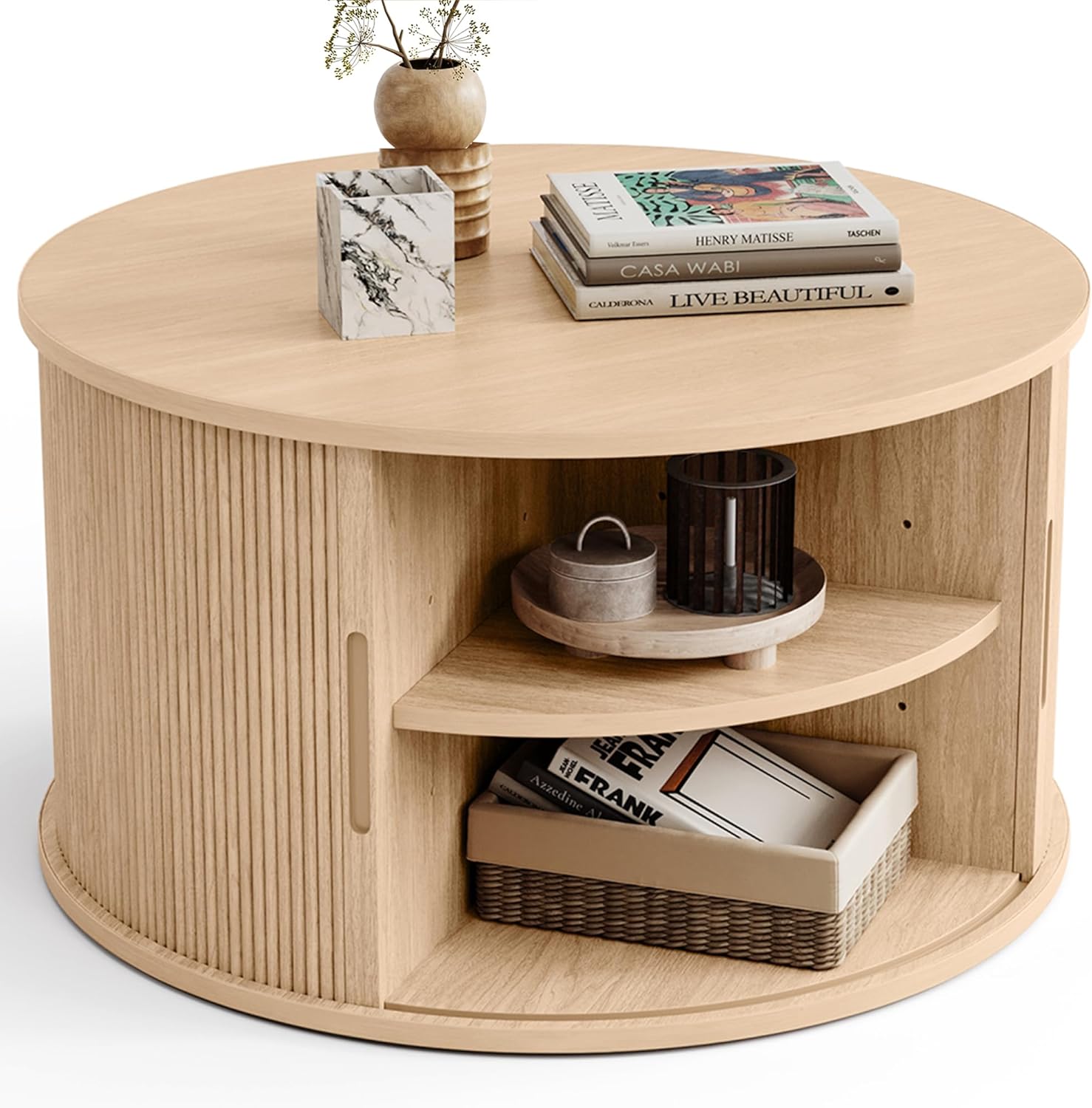 LINSY HOME Round Coffee Table, 31.5
