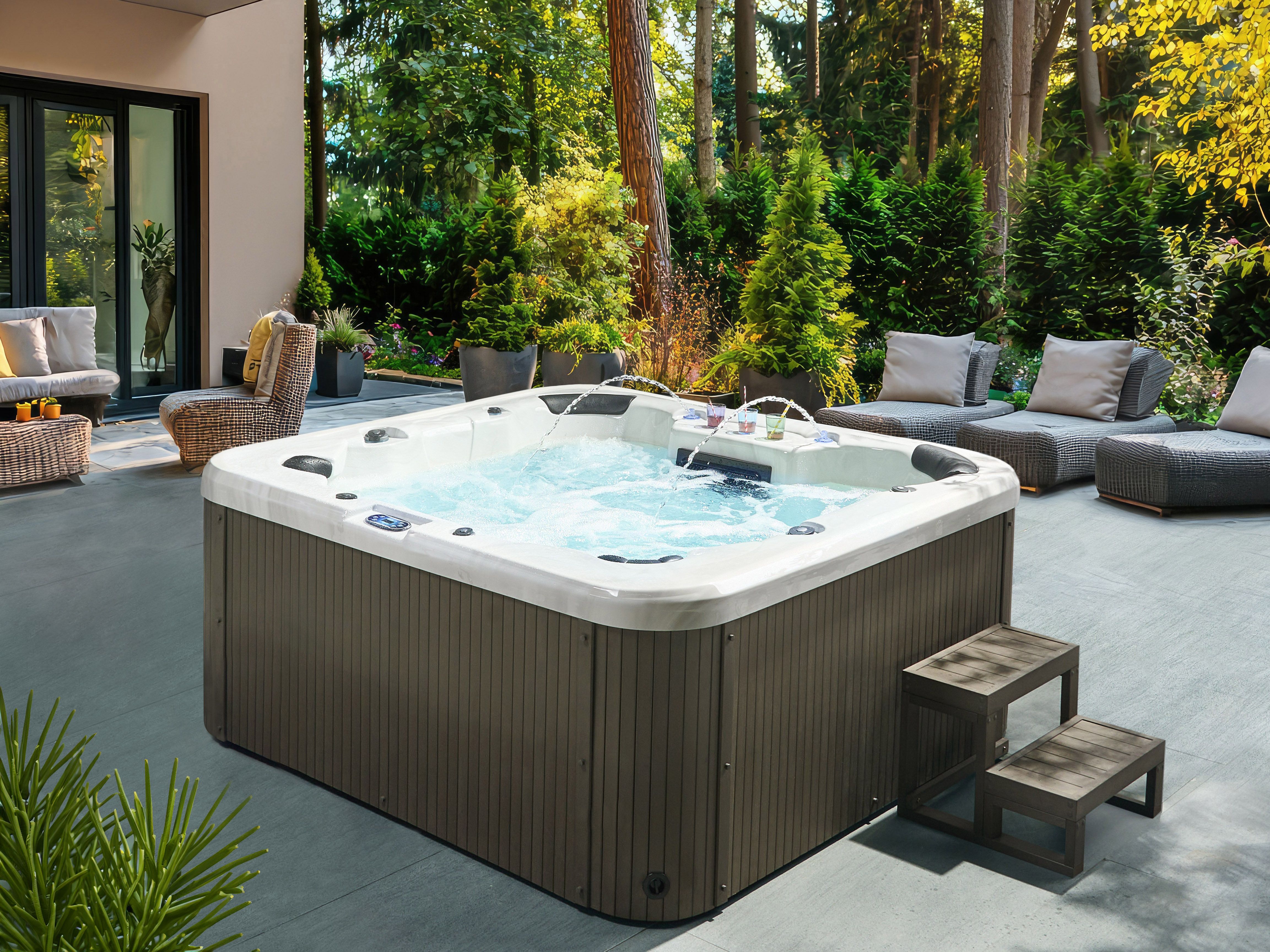 Outdoor Hot Tub with LED VILLARRICA White