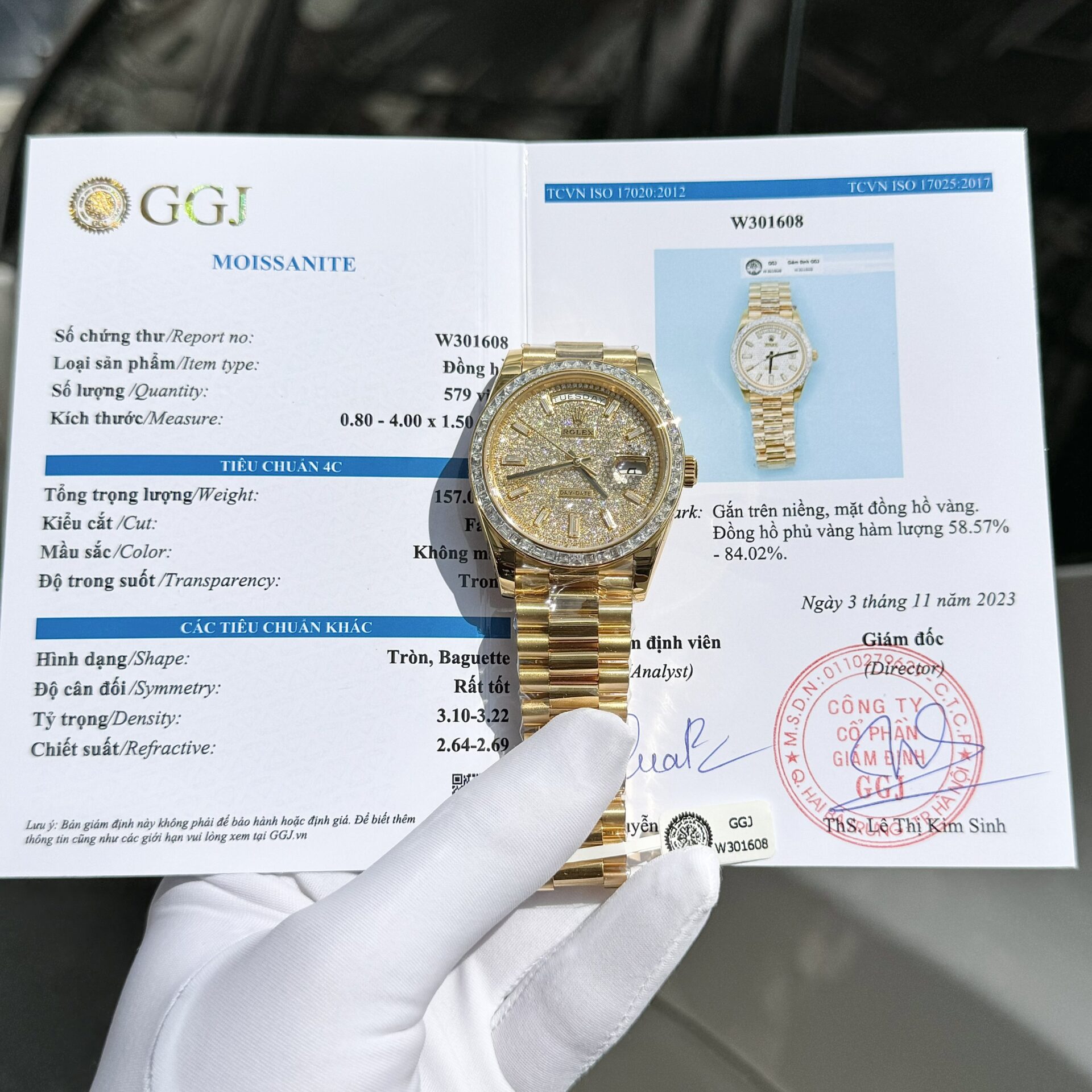 Rolex Day-Date Replica Watch Diamond Moissanite Baguette Gold Wrapped 40mm - Top club