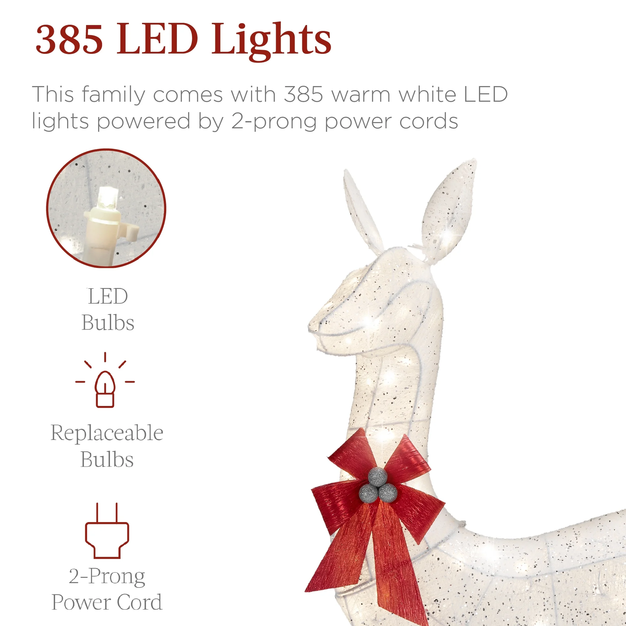 Best Choice Products 6.5ft 3-Piece Lighted Christmas Deer Set Outdoor Yard Decoration w/ 385 LED Lights, Stakes - Gold - Image 28