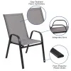 BizChair 5 Pack Black Outdoor Stack Chair with Flex Comfort Material and Metal Frame - Image 41