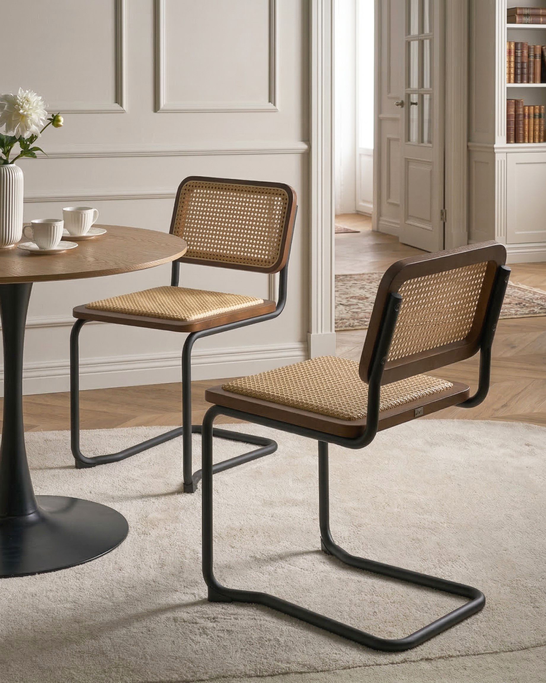 Set of 2 Dining Chairs CORDOVA Rattan Brown