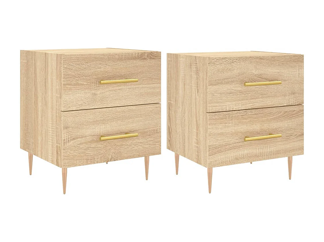 Tables de chevet lot de 2 avec tiroirs chêne sonoma 40x35x47,5 cm