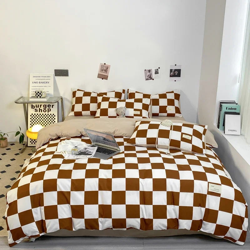 MonoGrid - Modern Geruite Bedset
