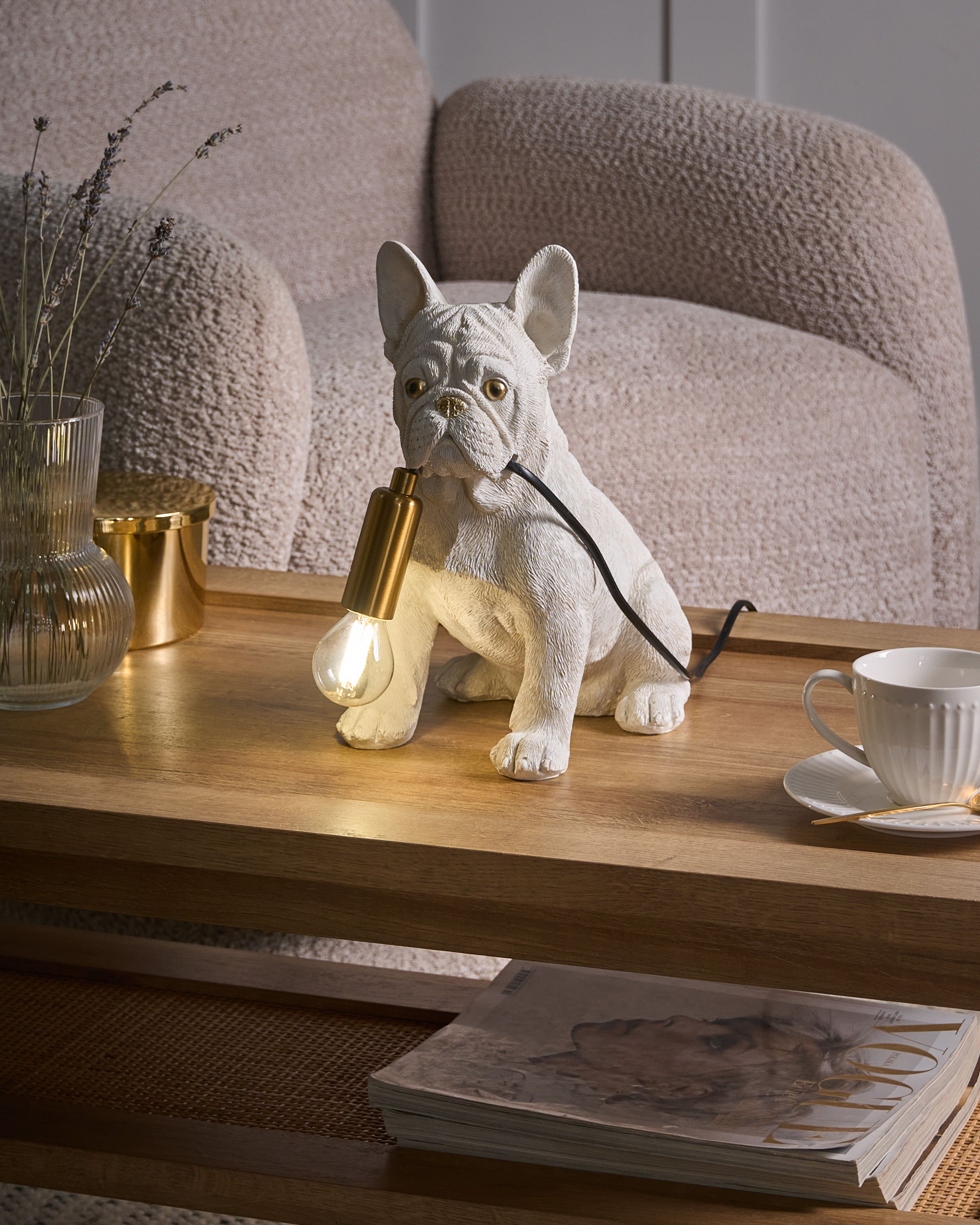 Table Lamp Dog BRUNO White
