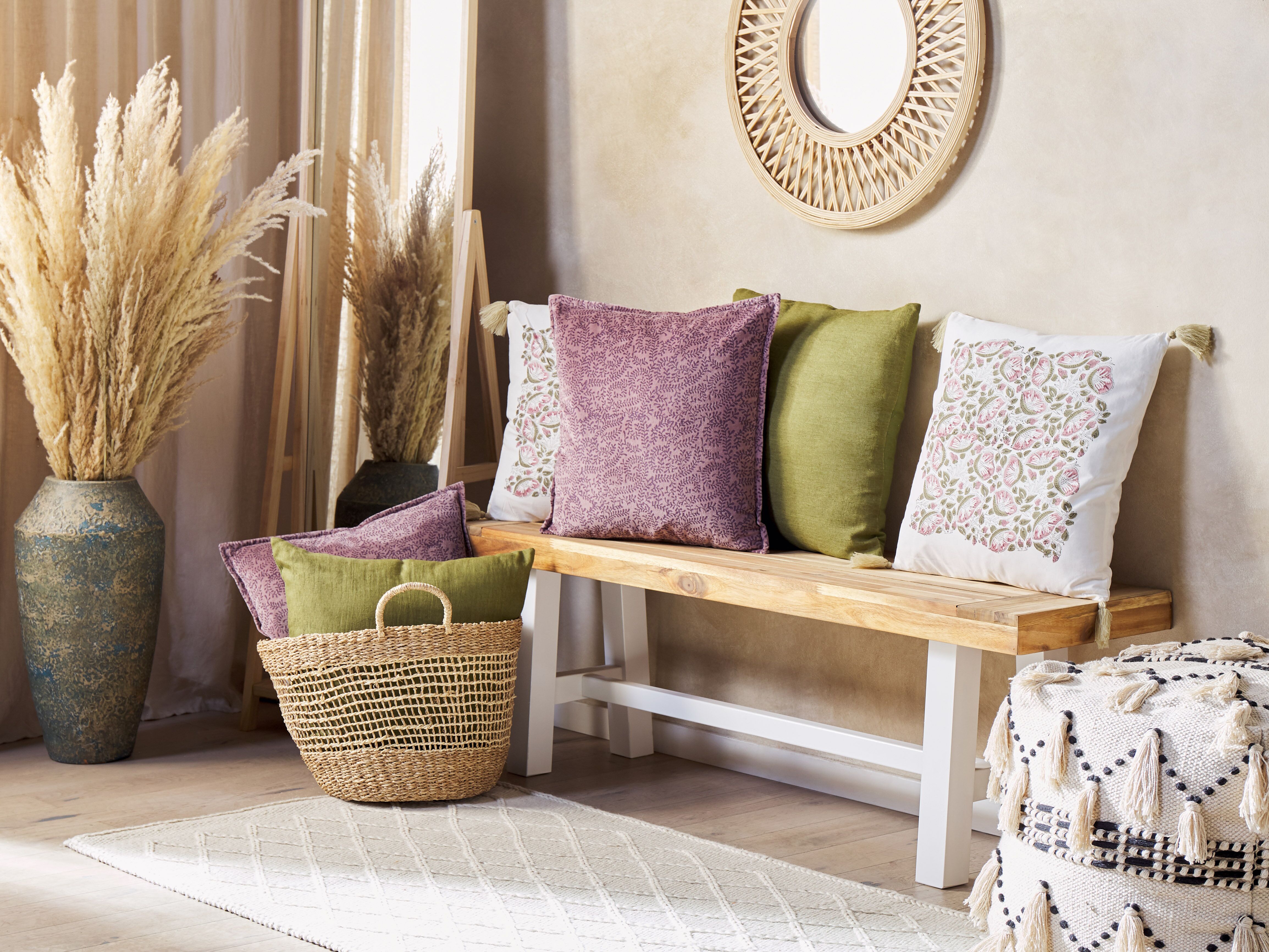 Set of 2 Decorative Cushions KALMIA Velvet 45 x 45 cm Pink Floral Pattern