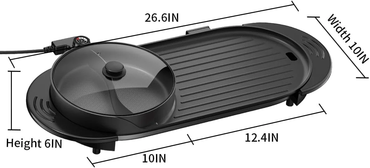 AORAN 2200W Electric Grill & Hot Pot Combo - 26.6