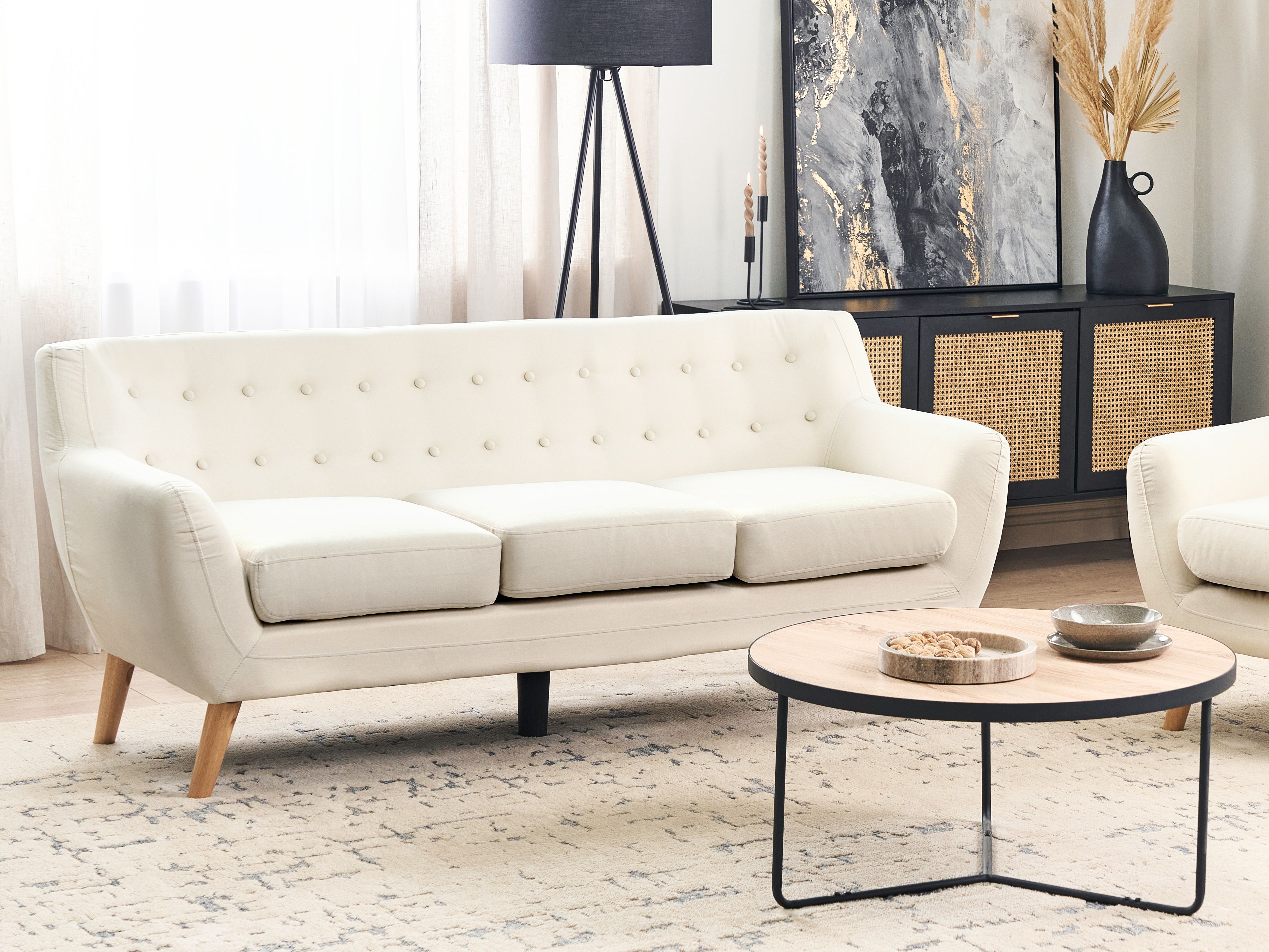 Sofa 3 Seater MOTALA Fabric Light Beige