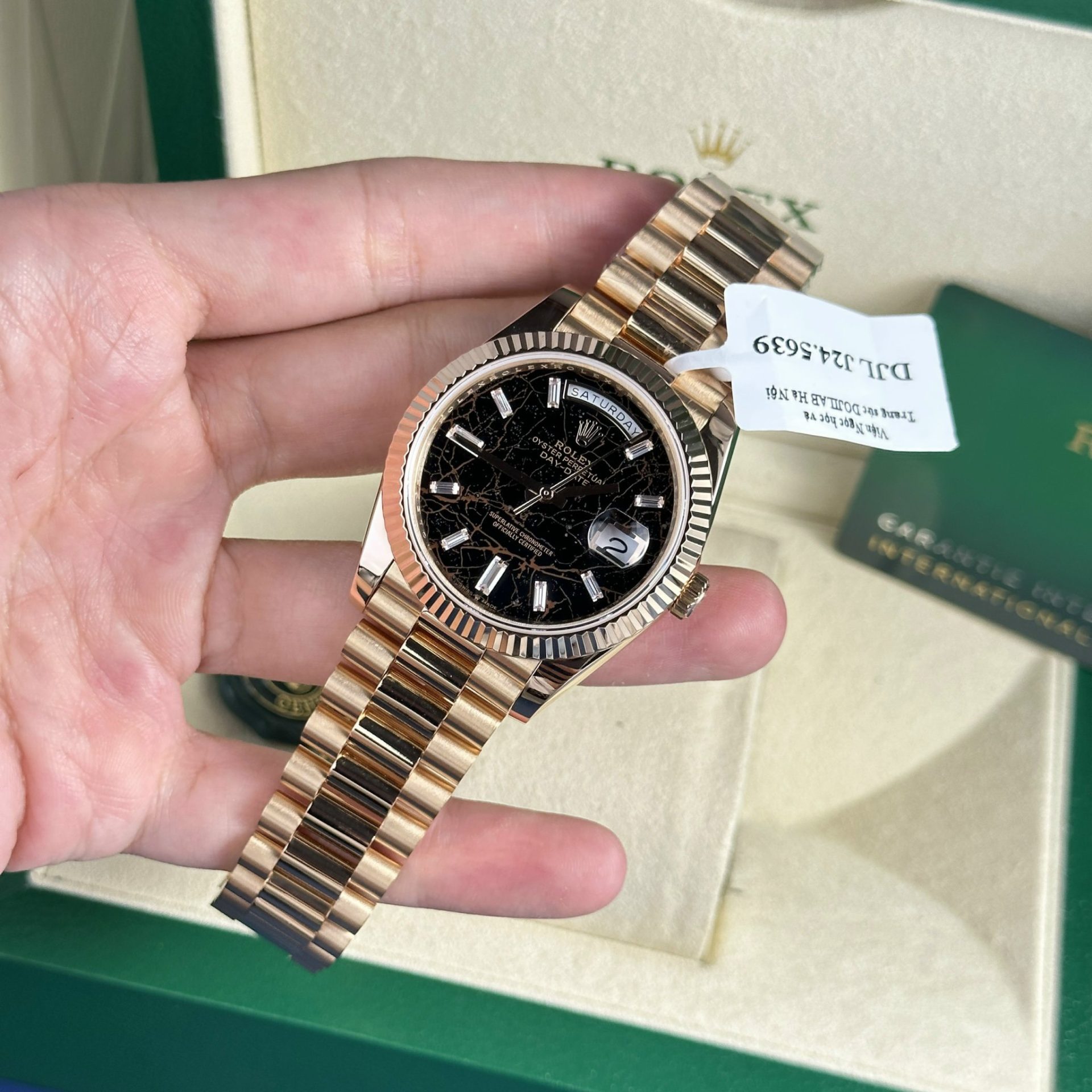 Rolex Best Replica Watch Day-Date 228235 Eisenkiesel Dial 18K Gold Wrapped GMF 40mm - Elite Watch Atelier