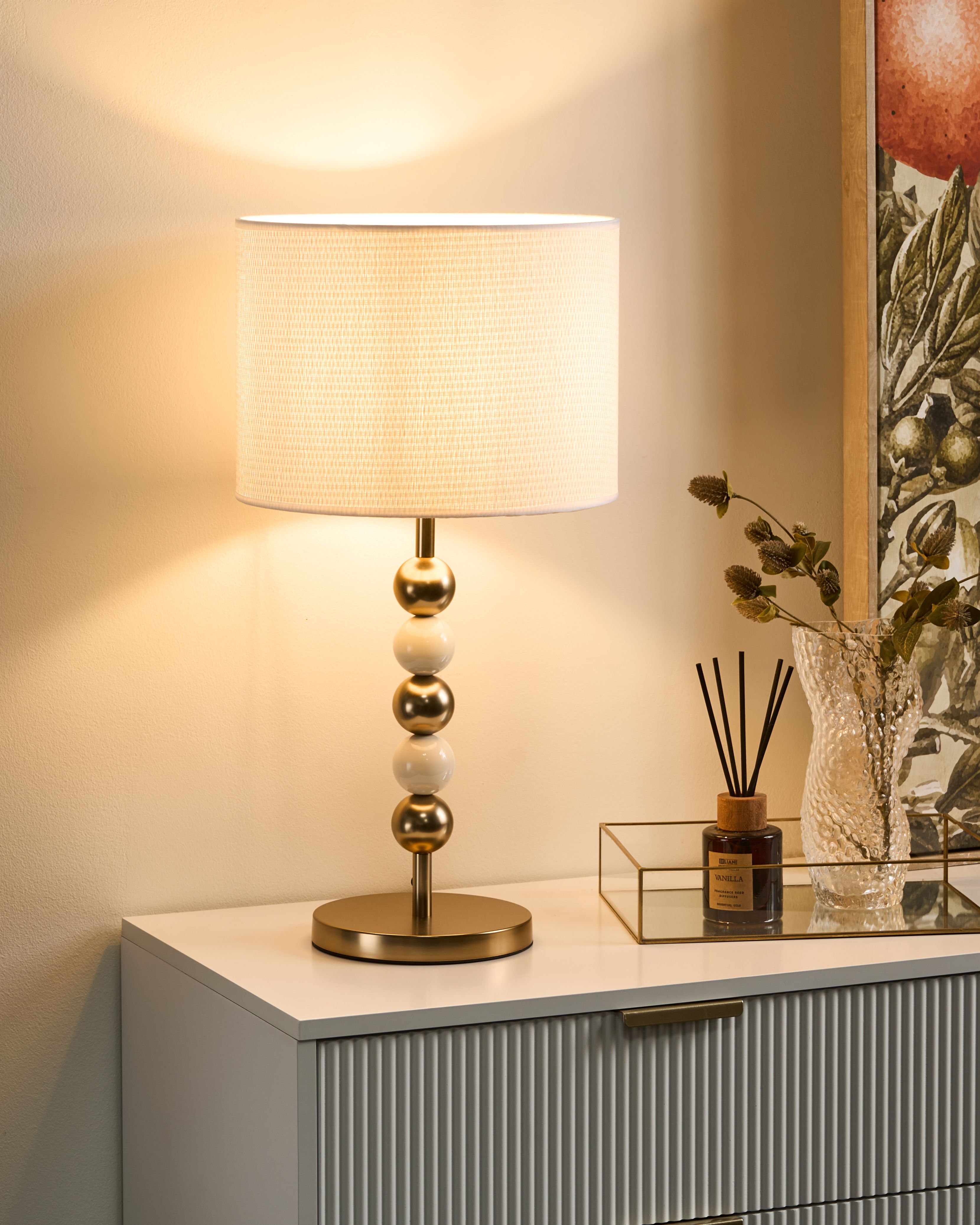 Table Lamp LOKY Metal Brass/Beige