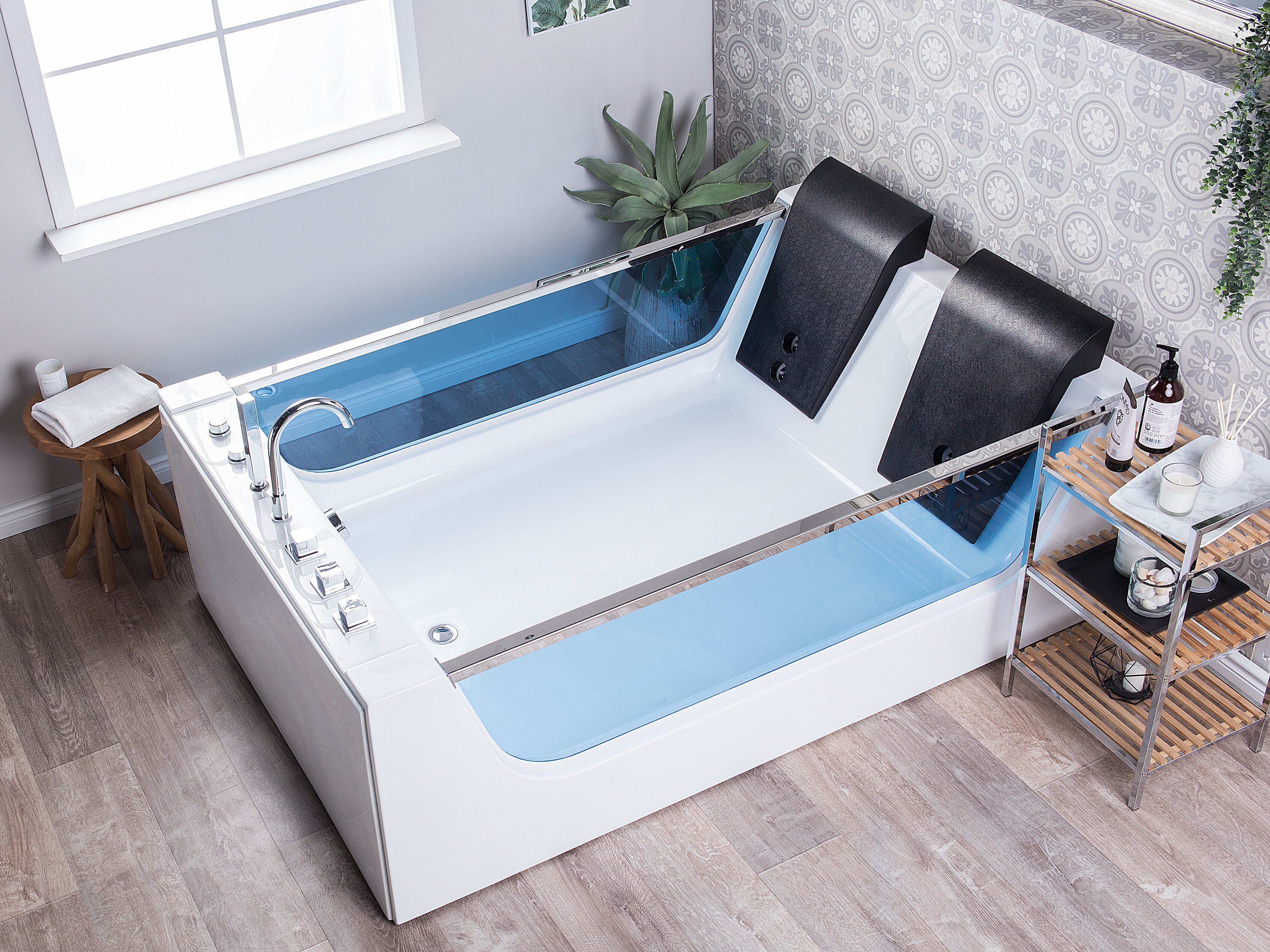 Corner Hot Tub with LED CURACAO 1800 x 1200 mm White