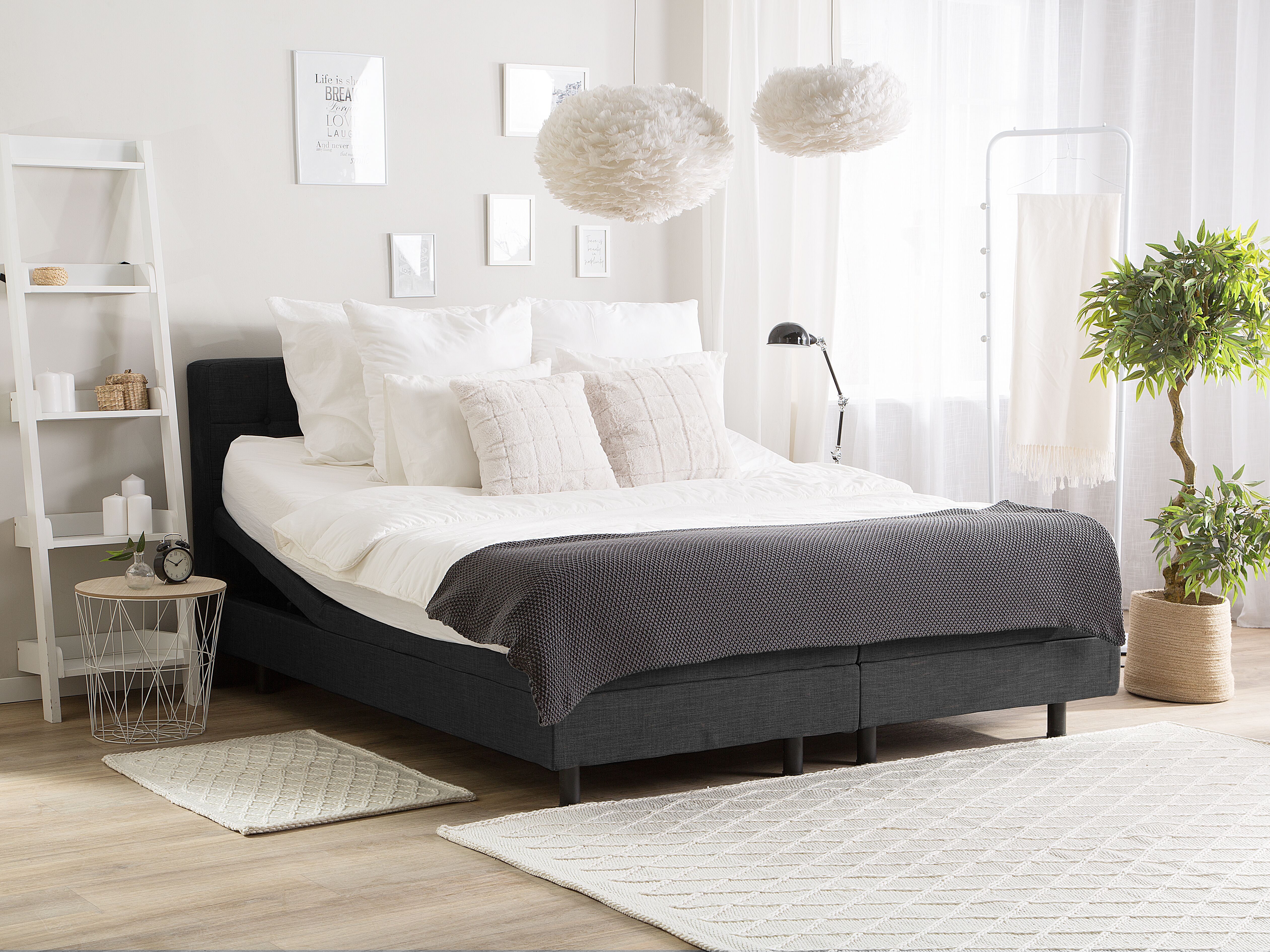 Adjustable Bed Fabric DUKE 160 x 200 cm (EU King Size) Dark Grey