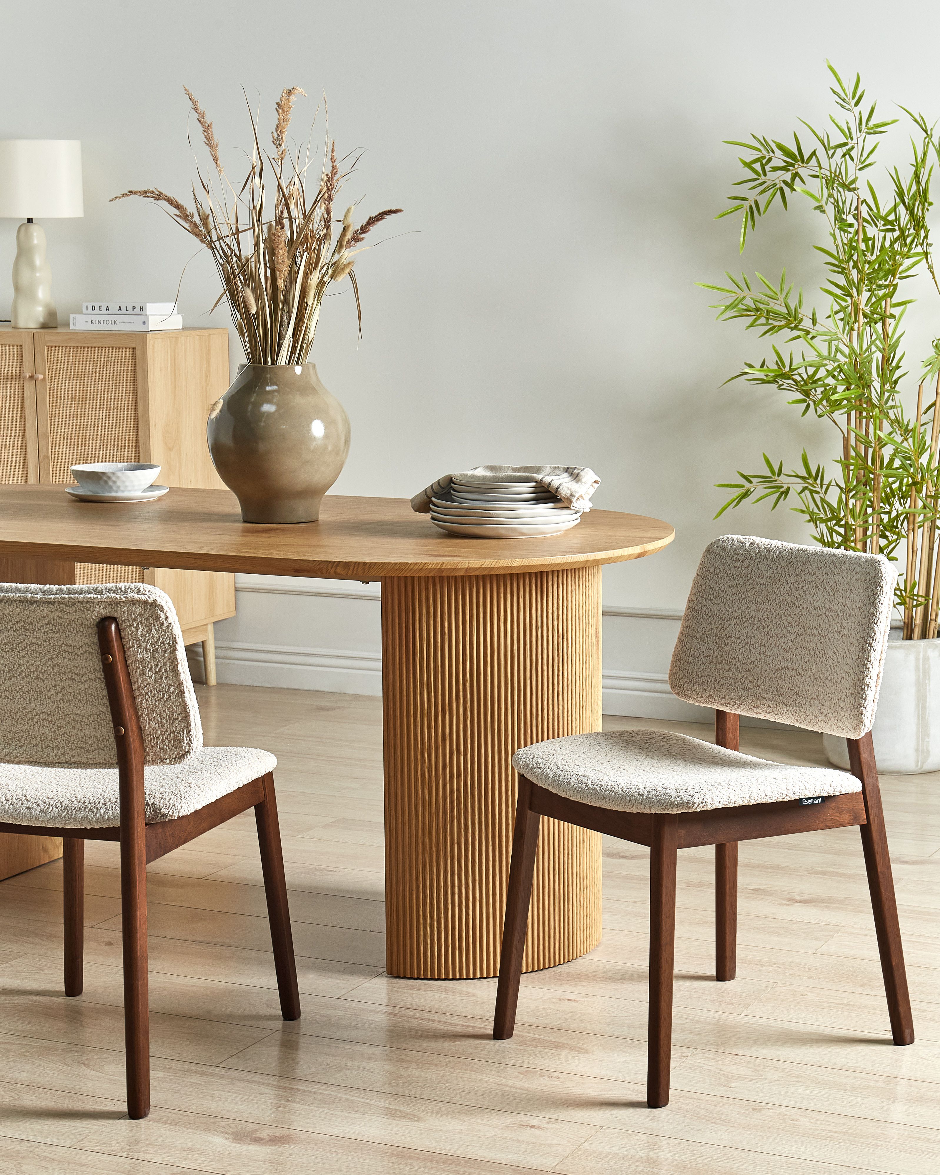 Set of 2 Dining Chairs BLANE Boucle Dark Brown/ Beige