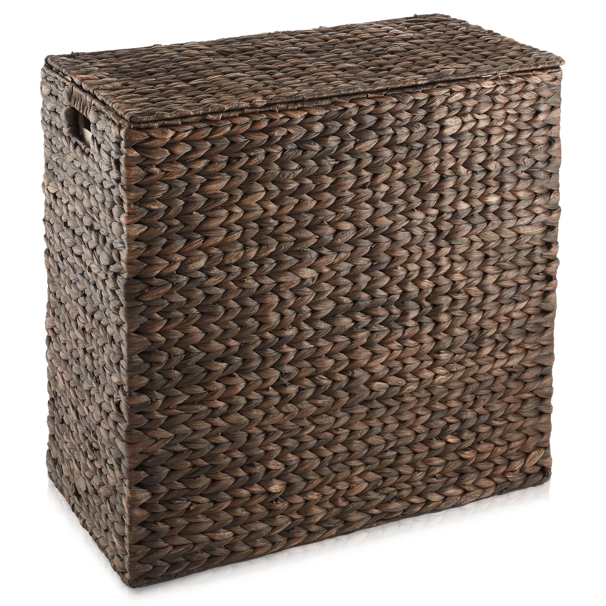 Casafield 2-Section Laundry Hamper with Lid and Removable Liner Bags - Natural, Woven Water Hyacinth Laundry Basket for Clothes - Image 10