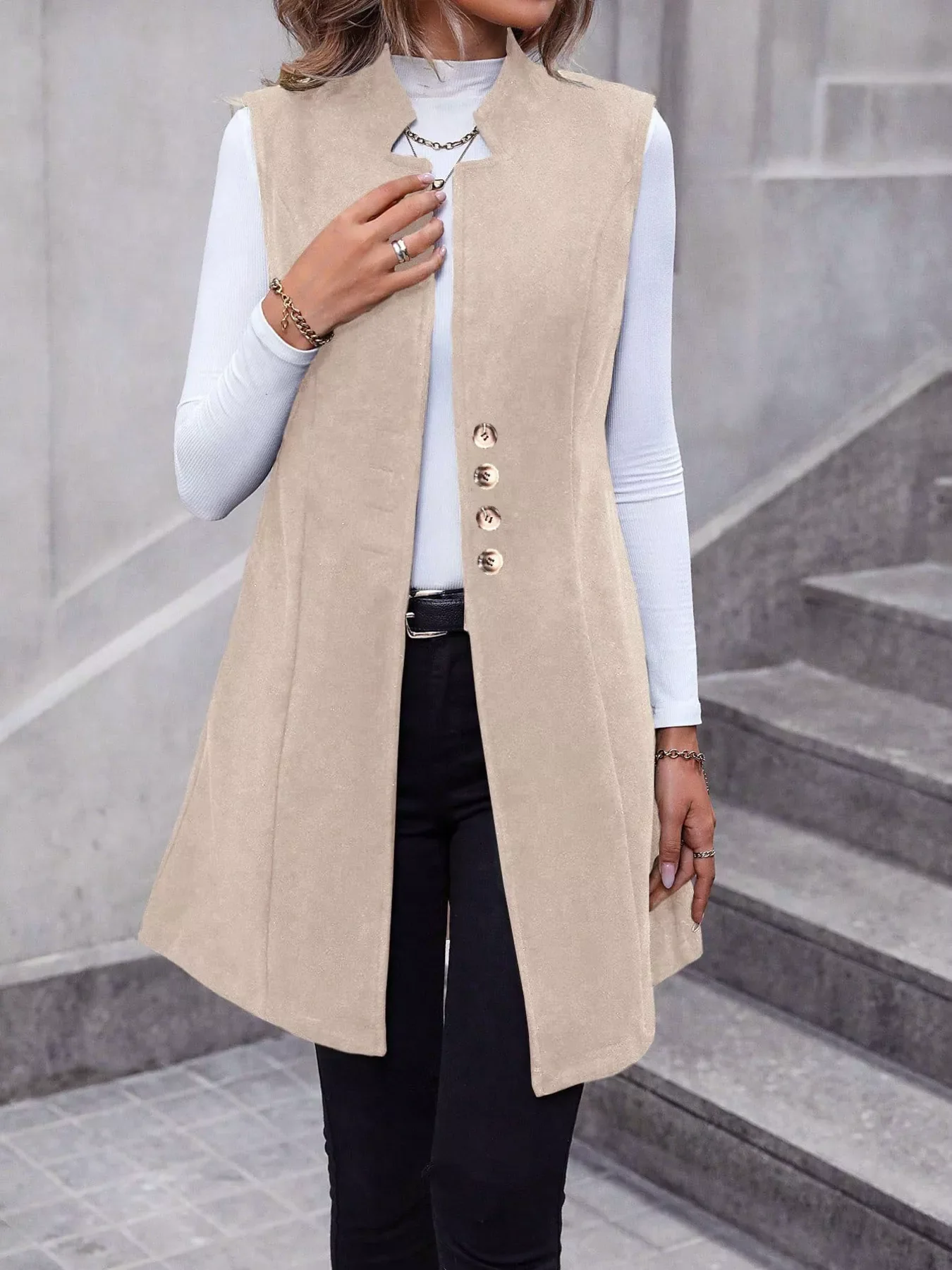 Button-Down Longline Vest Coat - ZKZOOK