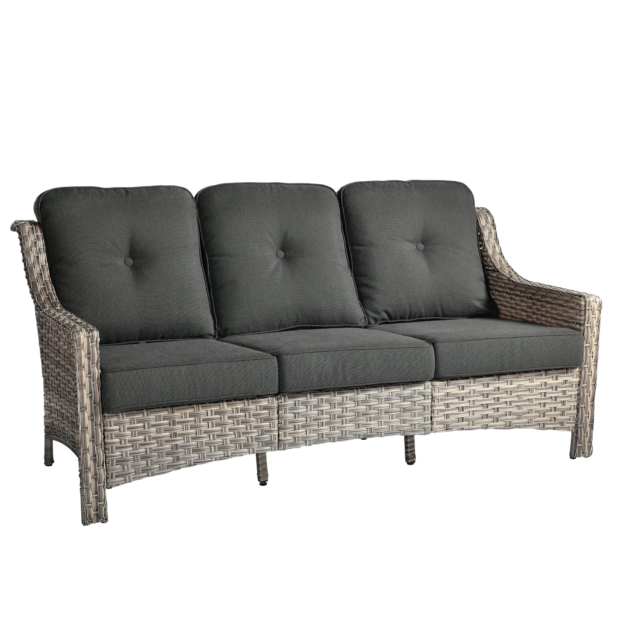 Ovios Outdoor Patio Sofa 3-Seater with Cushions All-Weather Wicker Rattan Couch for Garden, Porch, or Backyard - Image 21