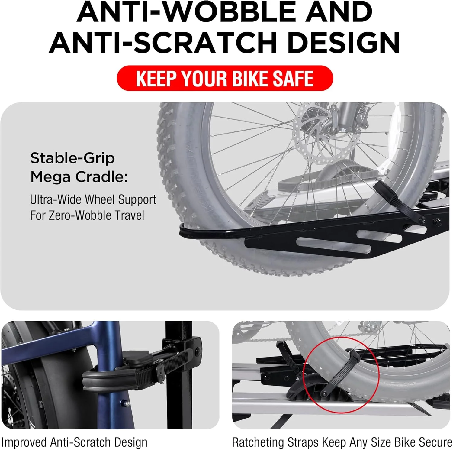 Young Electric Ebike Rack, 200lb Capacity, Alloy Steel Hitch Mount, Fits 5-Inch Fat Tire Bikes, 2-Inch Receiver - Image 19