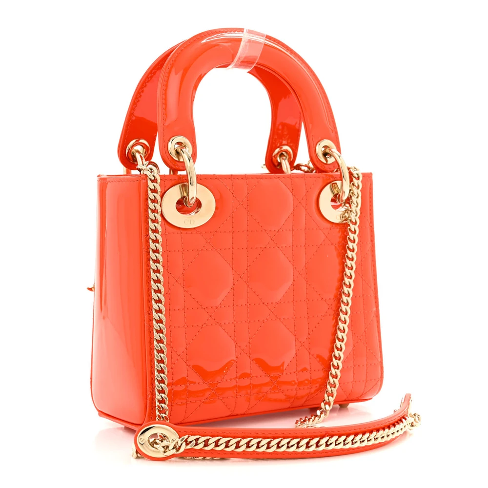 Superfake Dior Mini Lady Bag – Stunning Orange Patent Finish1:1High-quality replica