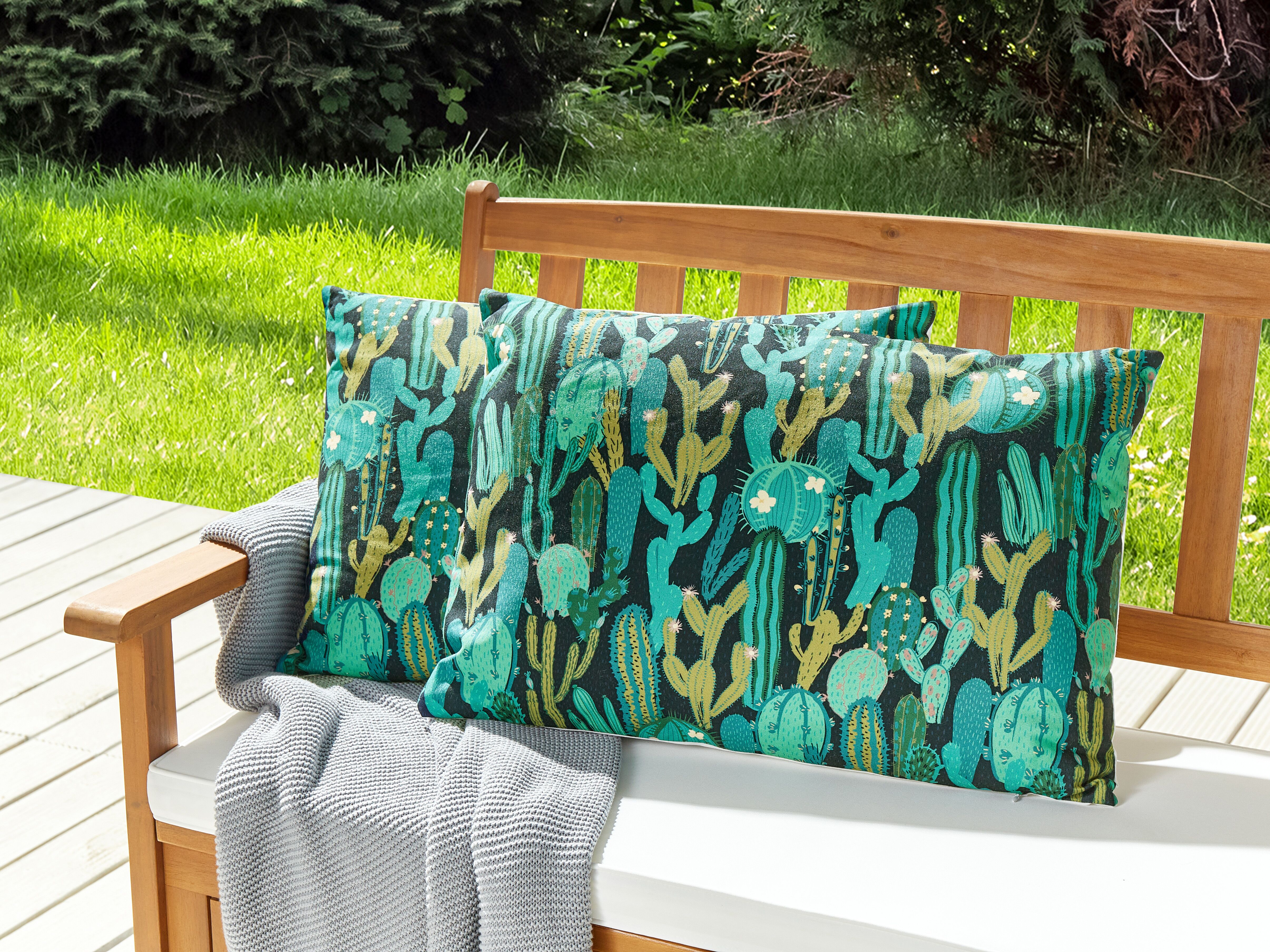 Set of 2 Outdoor Cushions BUSSANA Plant Pattern 40 x 60 cm Green
