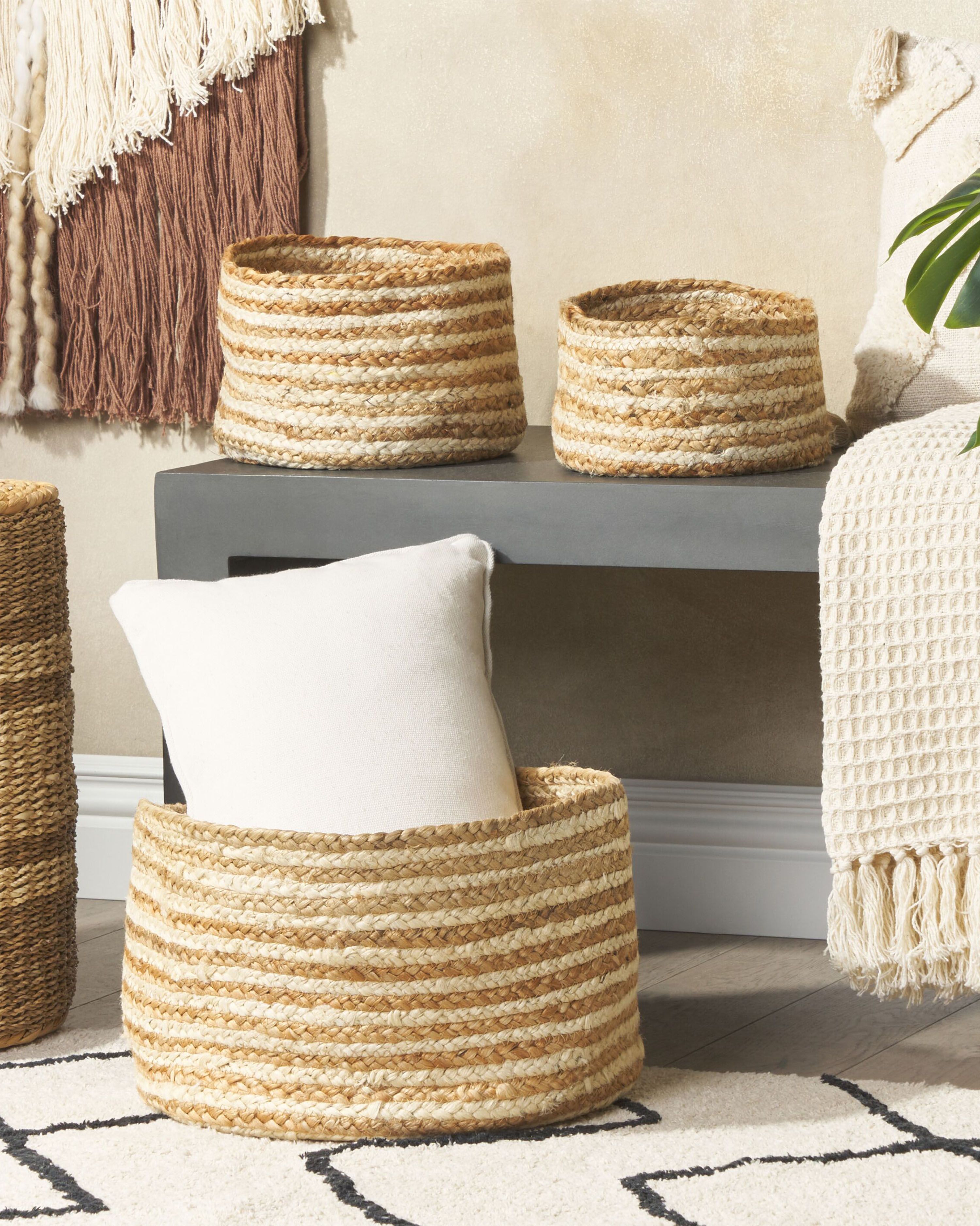 Set of 3 Baskets KAHU Jute Natural
