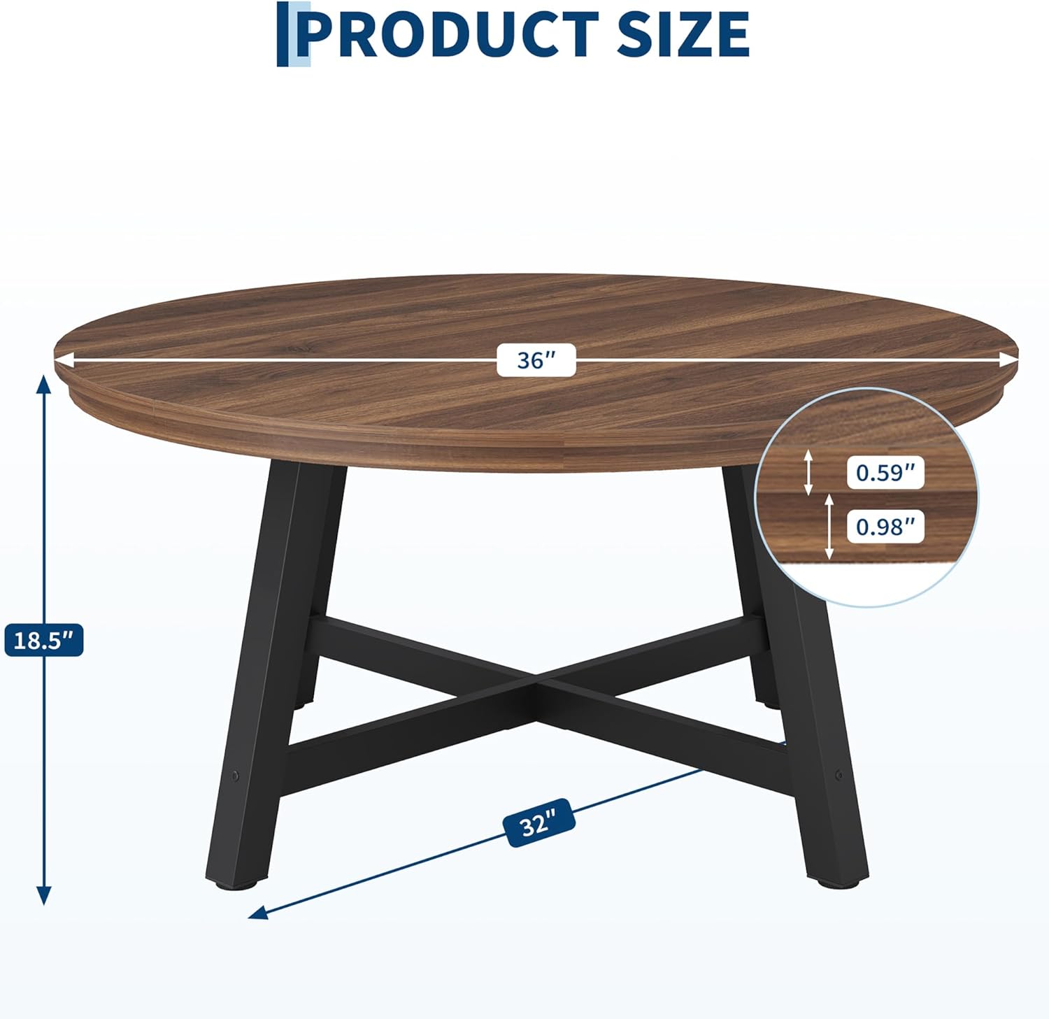 GarveeHome Round Coffee Table 36