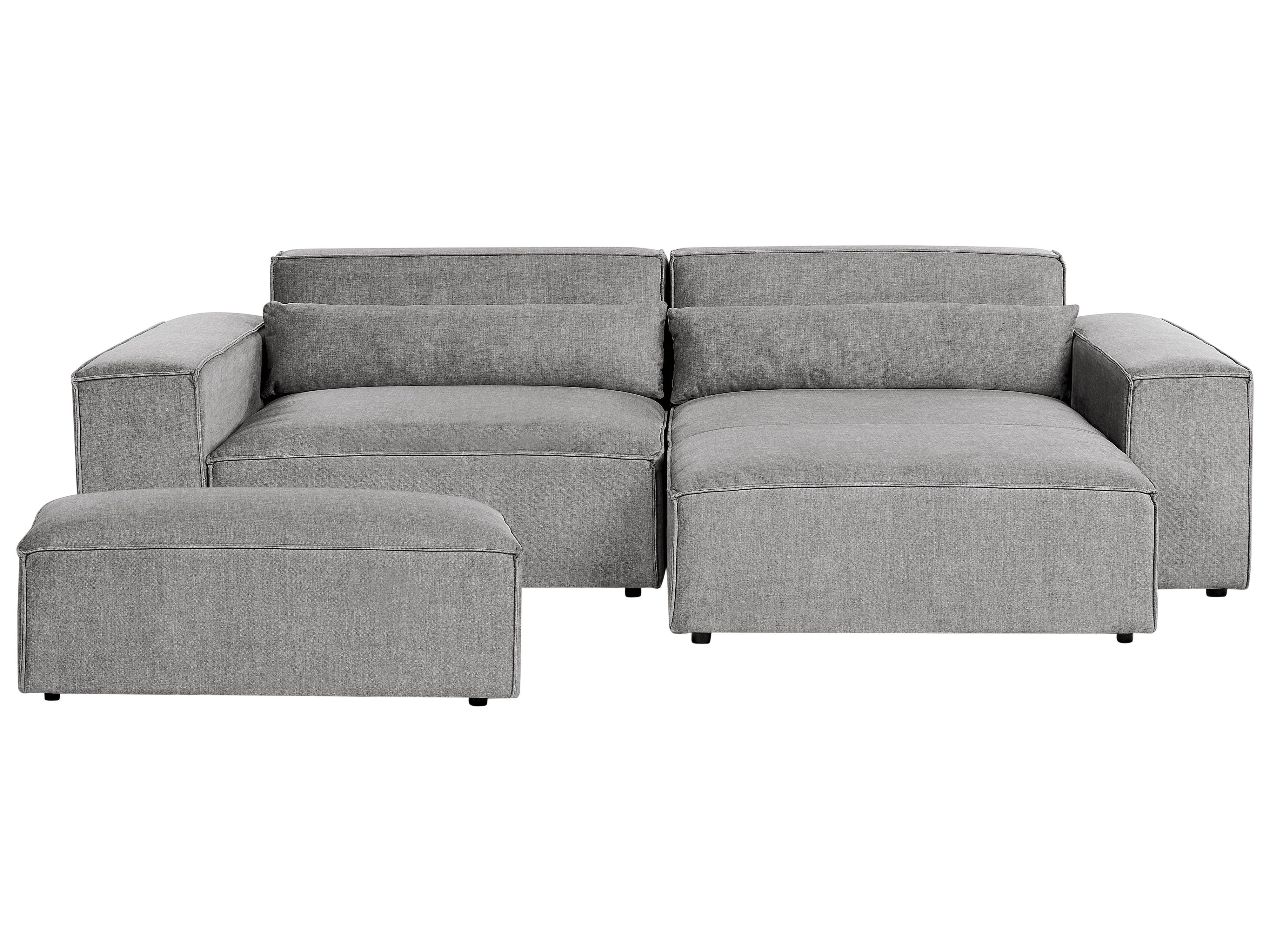Modular Corner Sofa 3 Seater HELLNAR Fabric Grey with Ottoman Left Hand