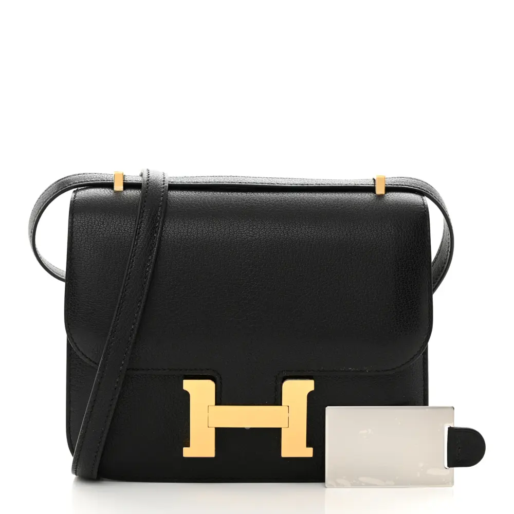 Hermès Black Chèvre Mysore Leather Constance 18 Rose Gold Hardware High-quality Replica1:1High-quality replica