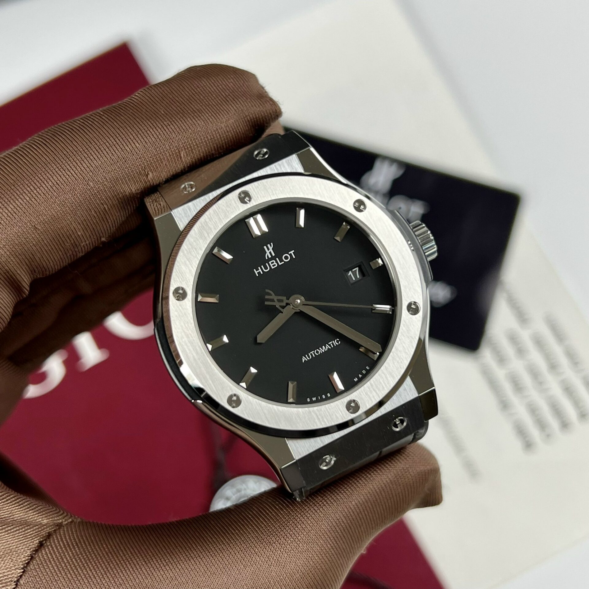 Hublot Replica Watch Classic Fusion Titanium Black Dial JJF Factory 42mm - Elite Watch Atelier