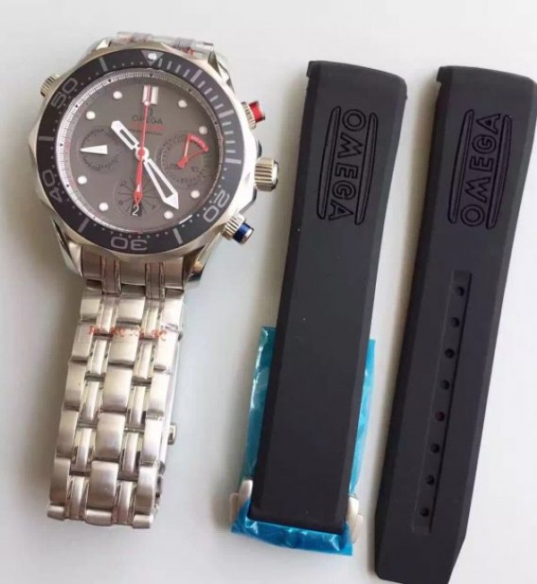Replica Omega Seamaster 300m Diver ETNZ Regatta Co-Axial Chronograph Gray Dial SS Bracelet A7753 - Top club