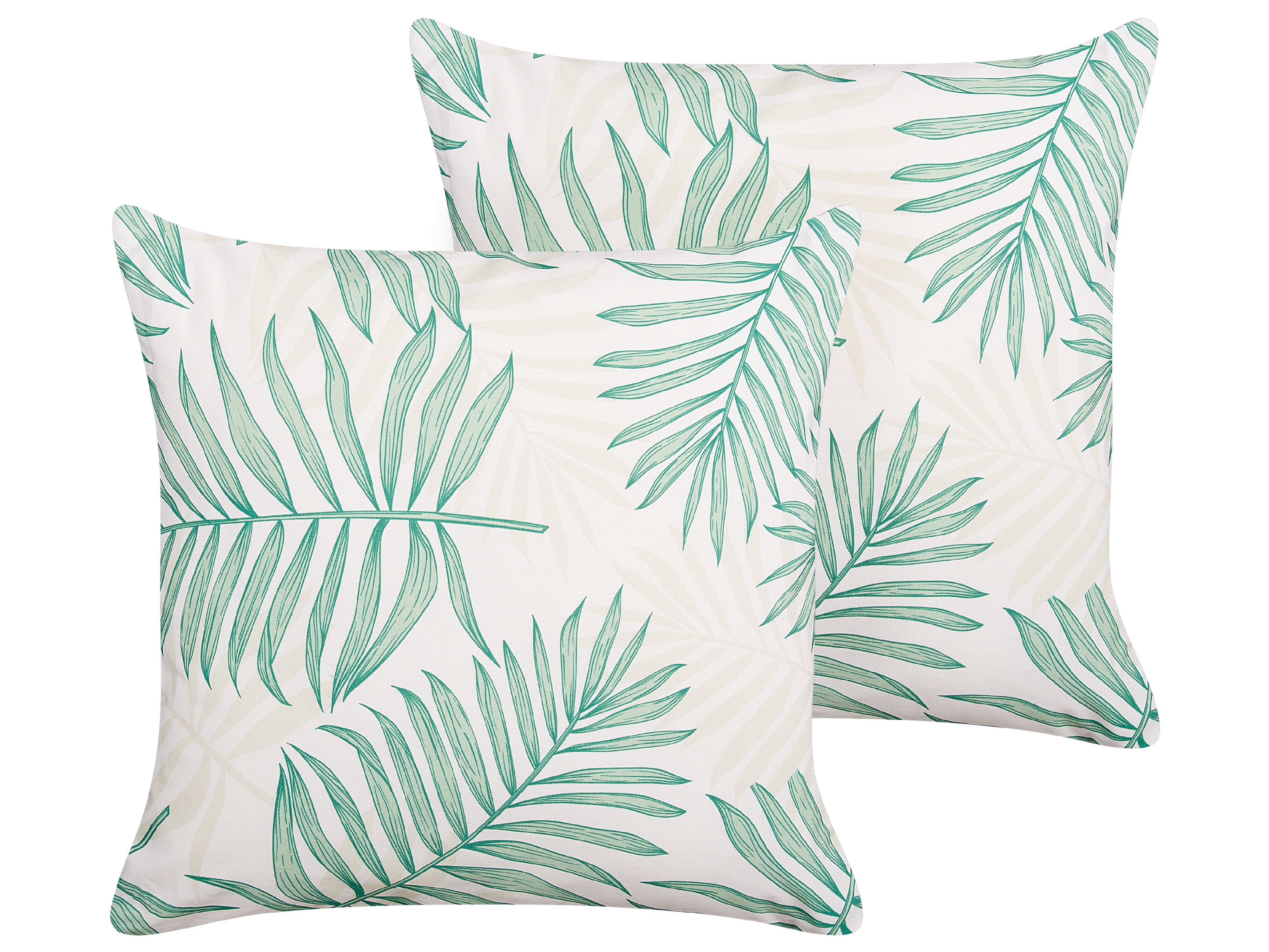 Set of 2 Outdoor Cushions POGGIO Plant Pattern 45 x 45 cm Green