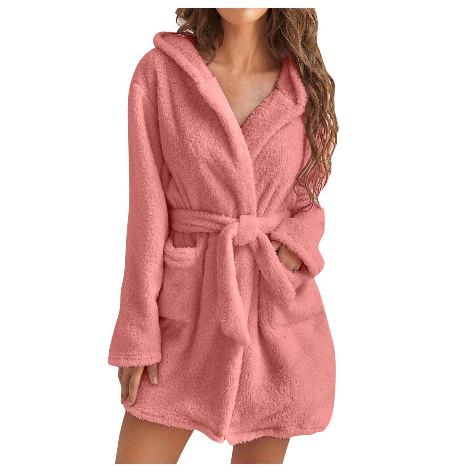 LuxePluche | Effen Kleur Dames Badjas met Sexy Capuchon