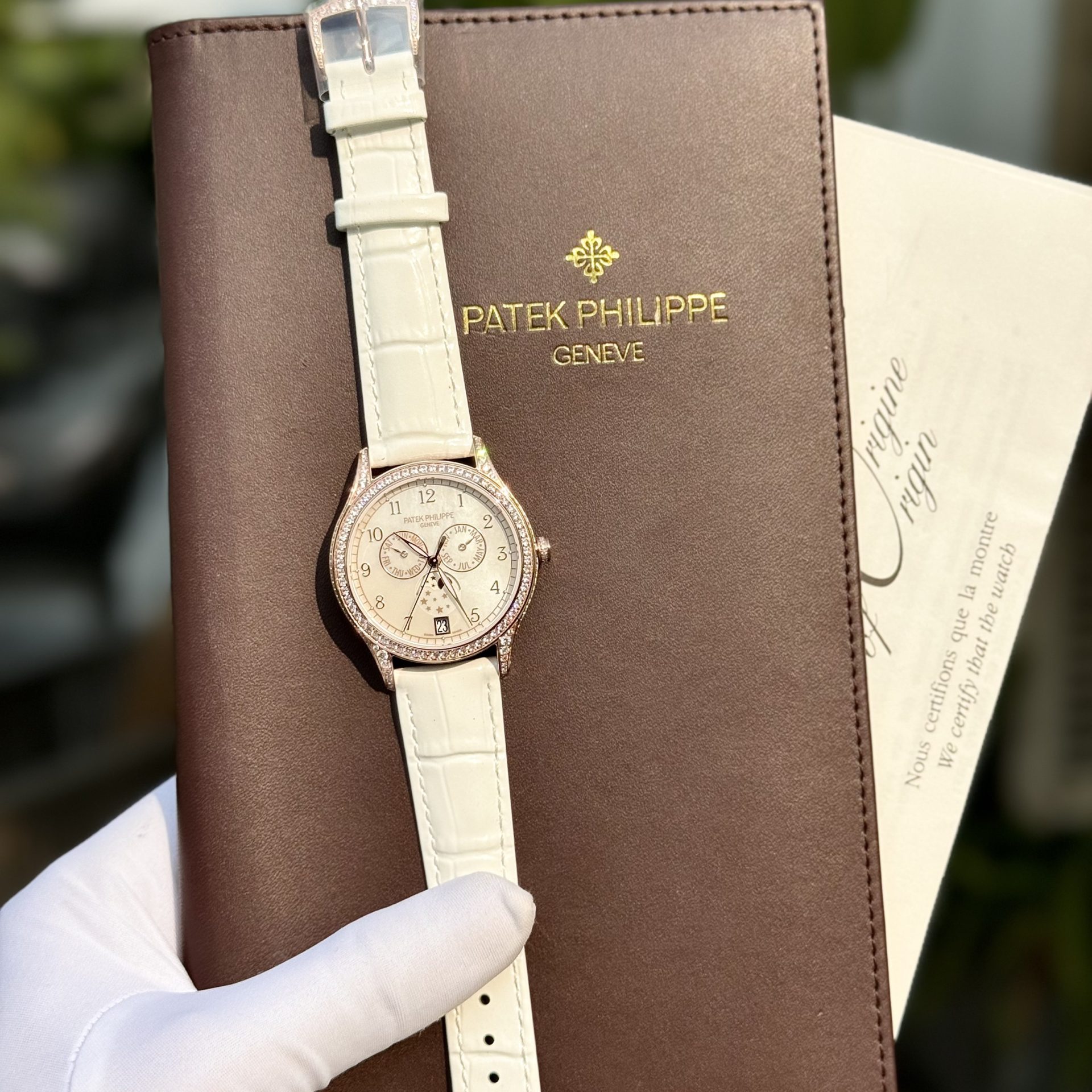 Patek Philippe Replica Watch Complications 4947R White Leather Strap 38mm - Elite Watch Atelier
