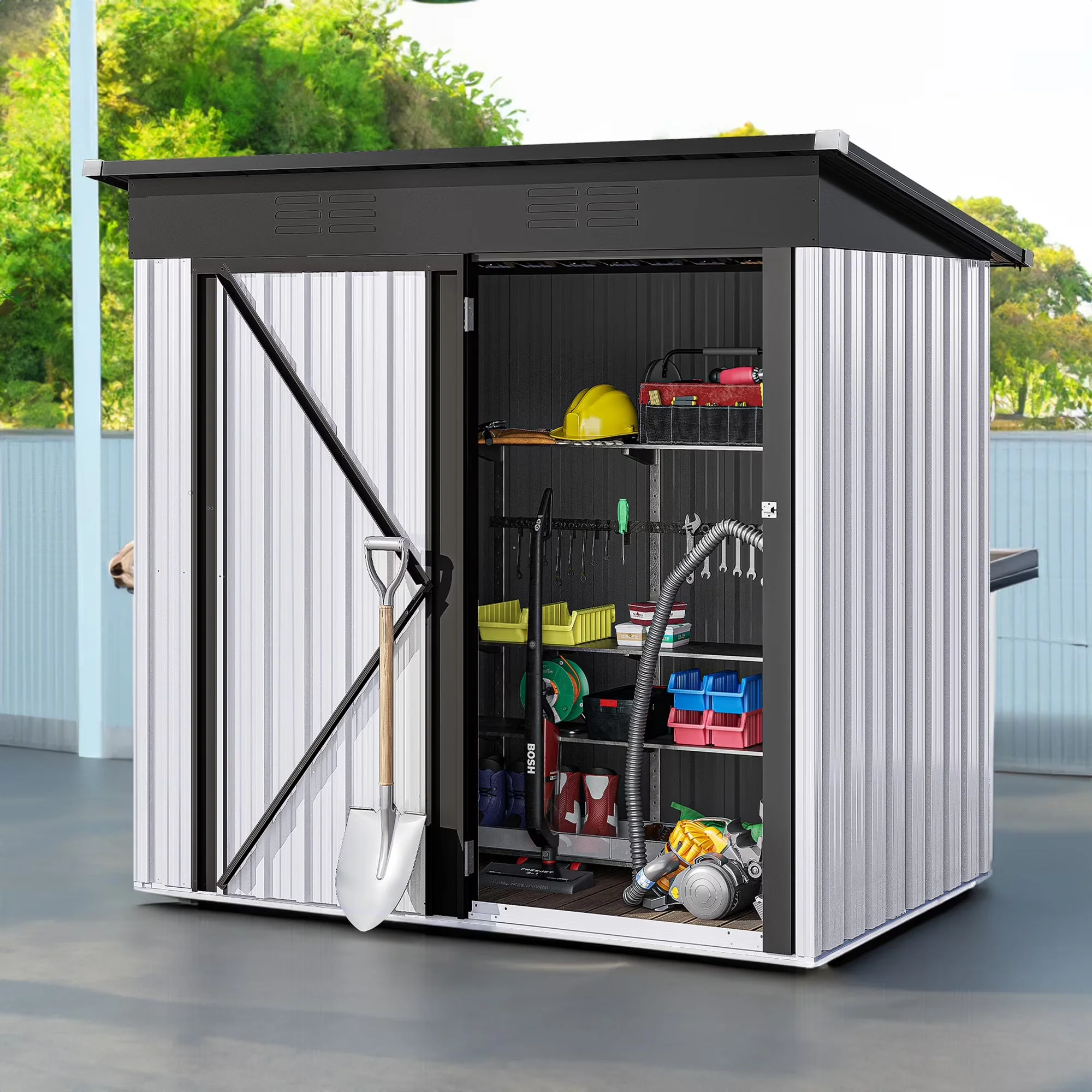 UFORIC Outdoor Storage Shed, 5 x 3 ft, Dark Gray - Image 2 UFORIC Outdoor Storage Shed, 5 x 3 ft, Dark Gray - Image 2