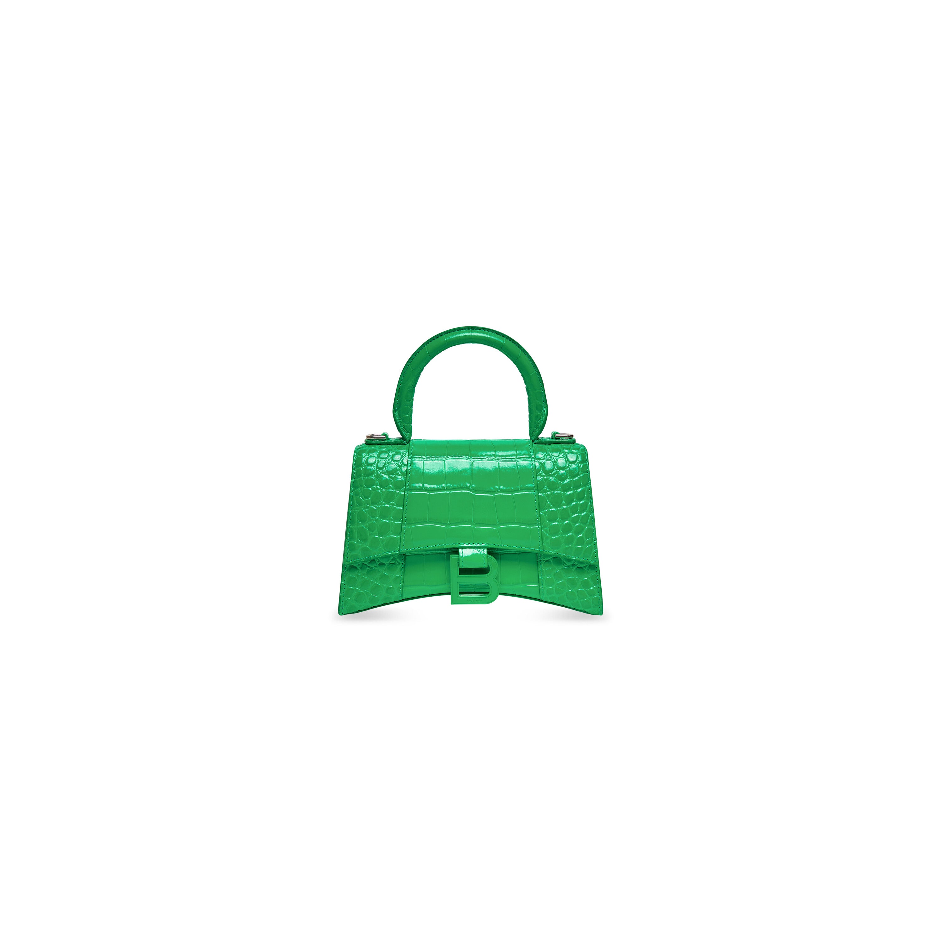 WOMEN'S HOURGLASS XS HANDBAG CROCODILE EMBOSSED IN GREEN - Replicaclubs