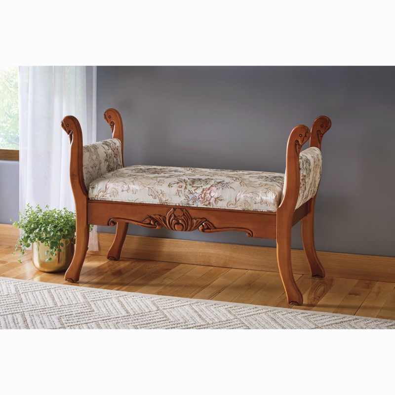 Armed Floral Bench - MIDNIGHT VELVET CATALOG