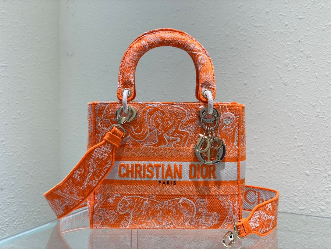 Christian Dior Medium Lady D-Lite Bag Orange, For Women, Women’s Handbags 24cm/9.5in CD M0565OROC_M0571:1High-quality replica