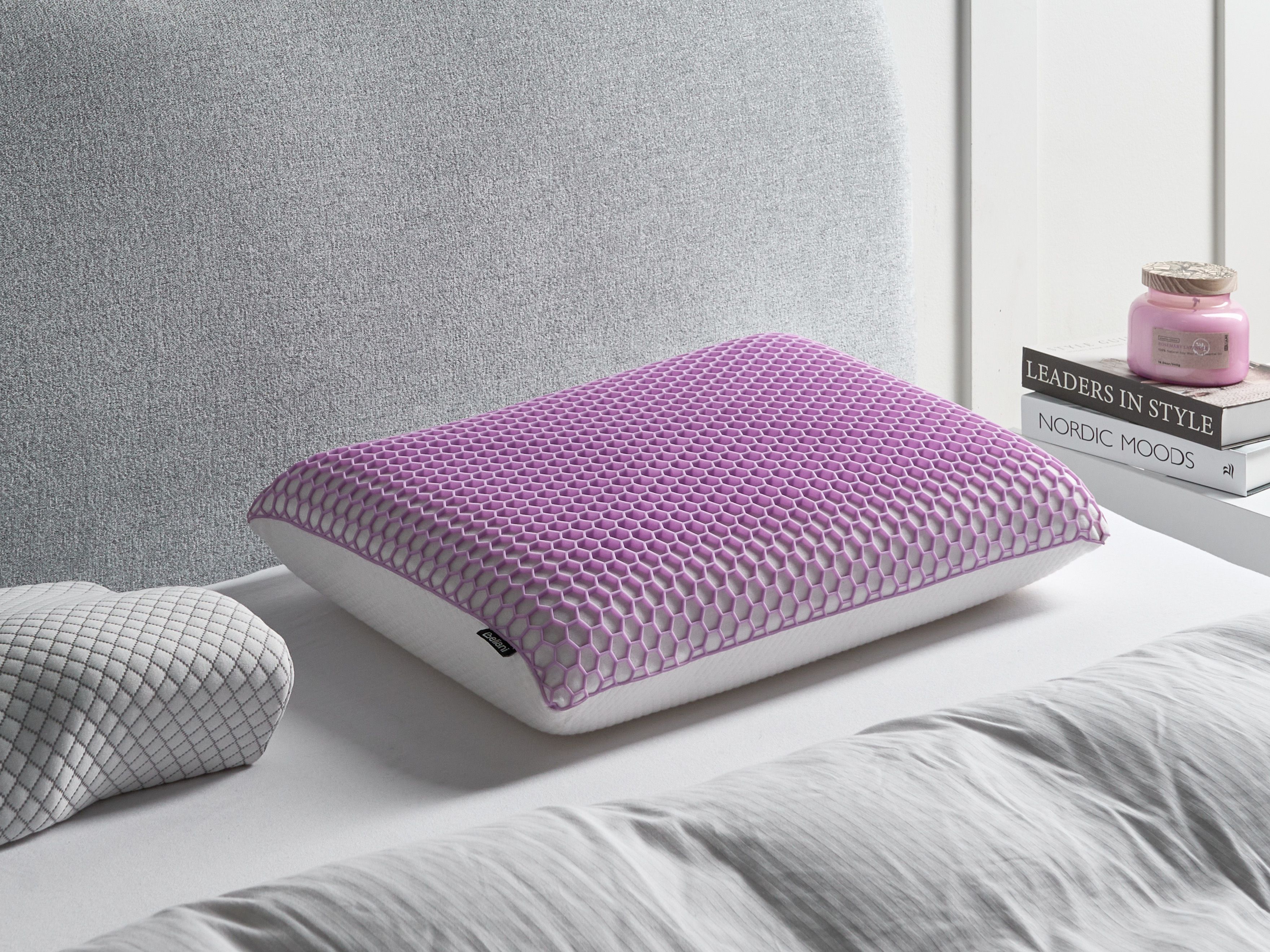 Bed Pillow ATHOS Low Memory Foam 55 x 35 cm Violet