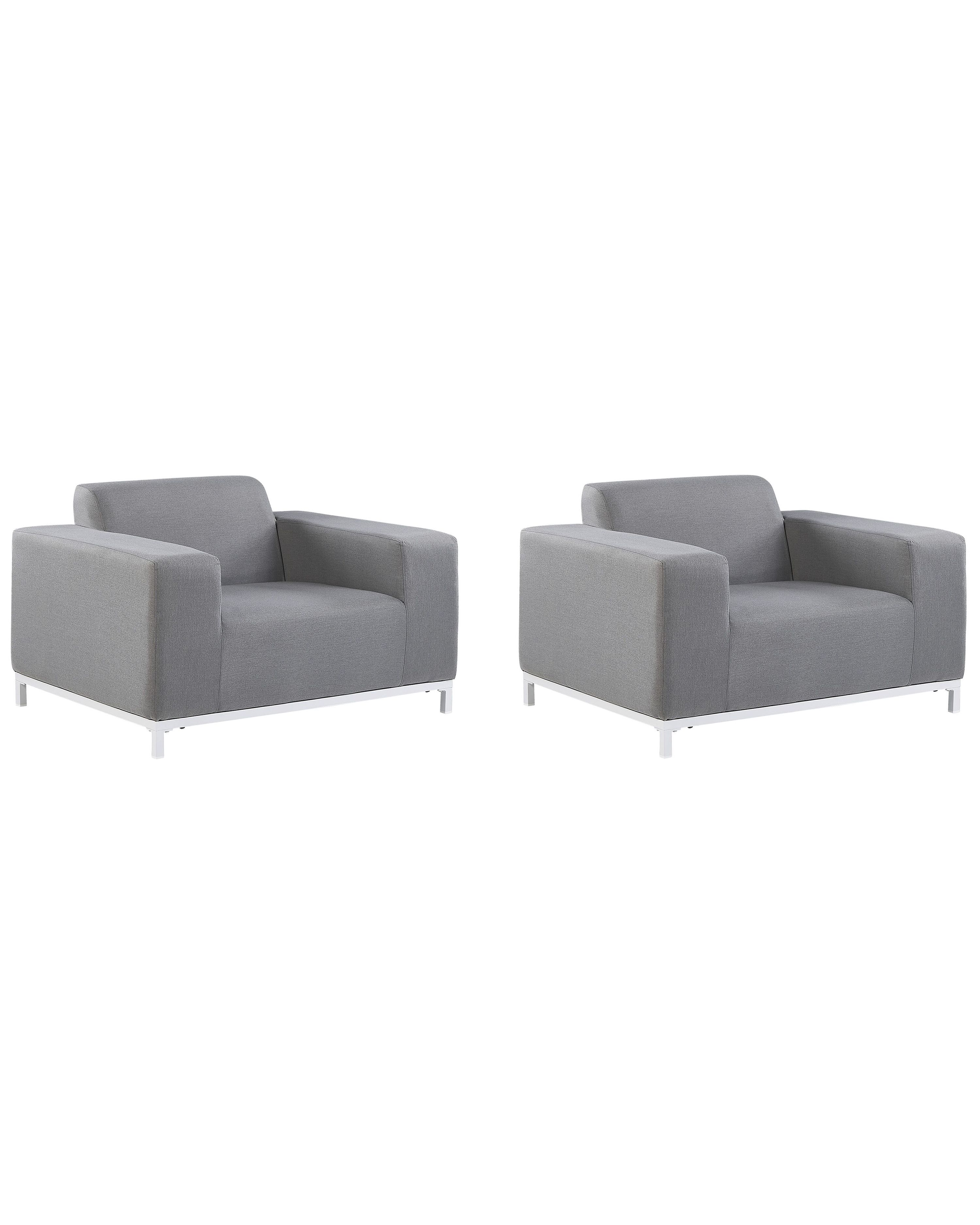 Set of 2 Garden Armchairs ROVIGO Fabric Grey
