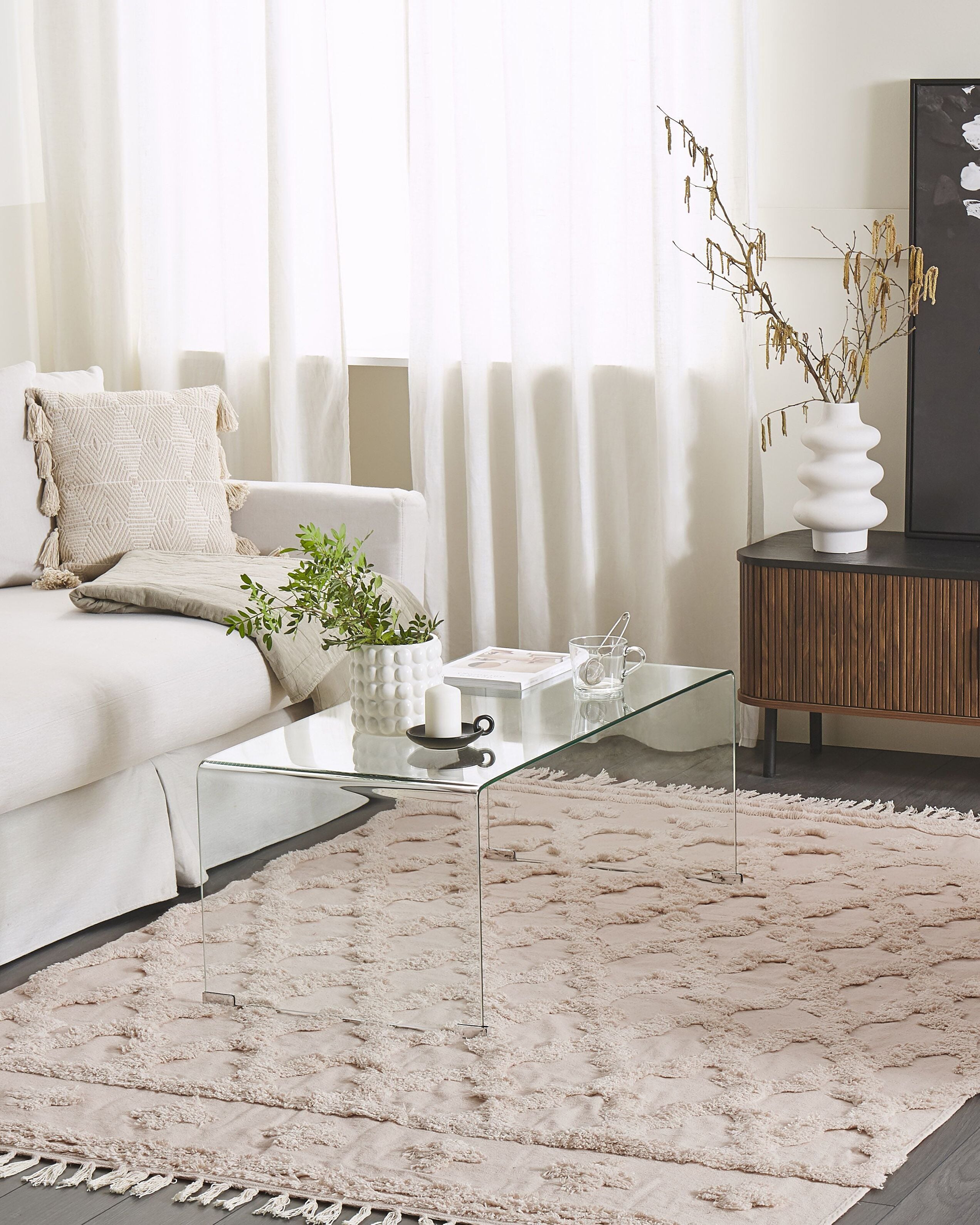 Rug SULUOVA Beige 160 x 230 cm Cotton
