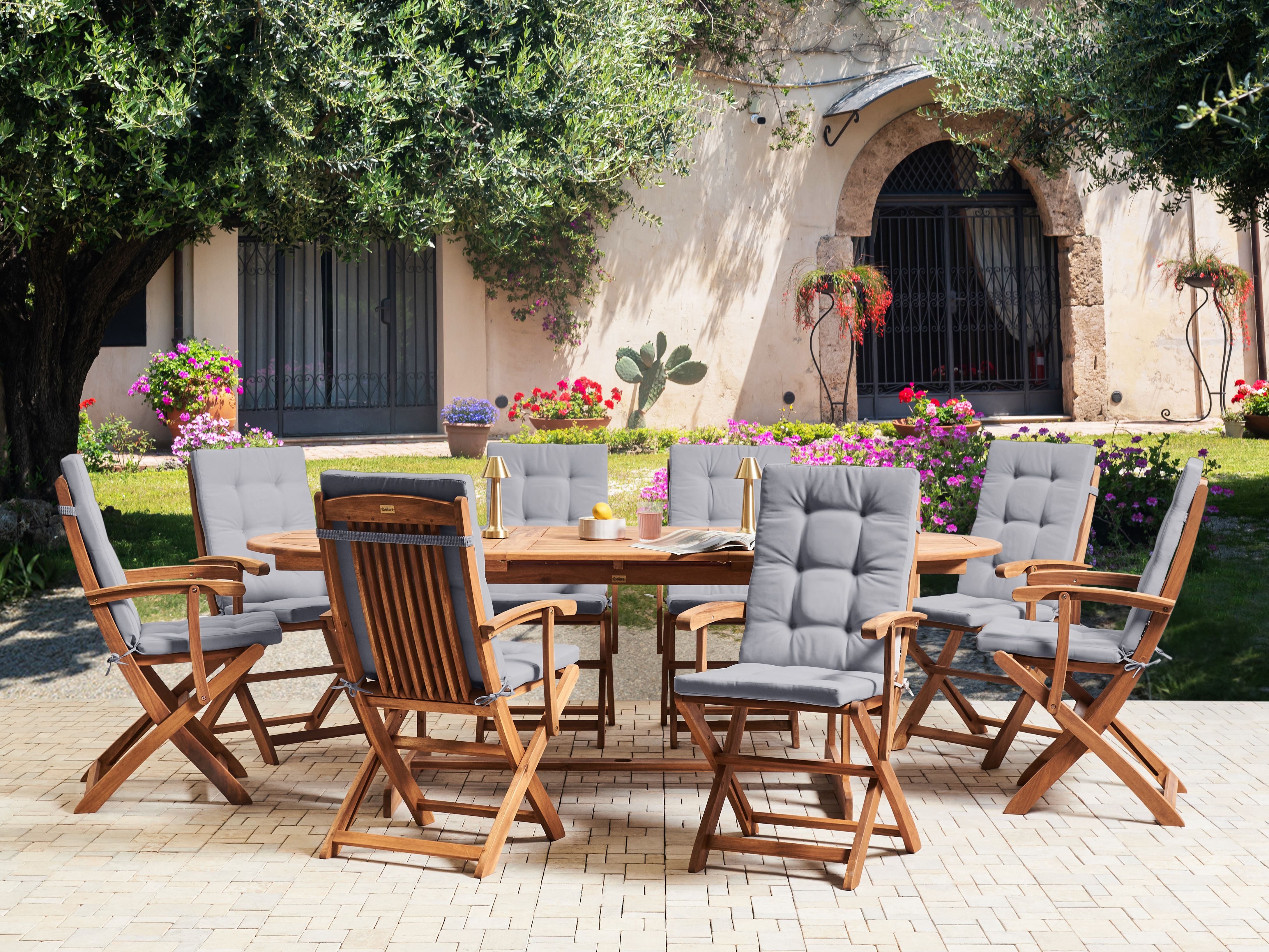 Set of 8 Back/Seat Cushions MAUI PREMIUM Light Grey