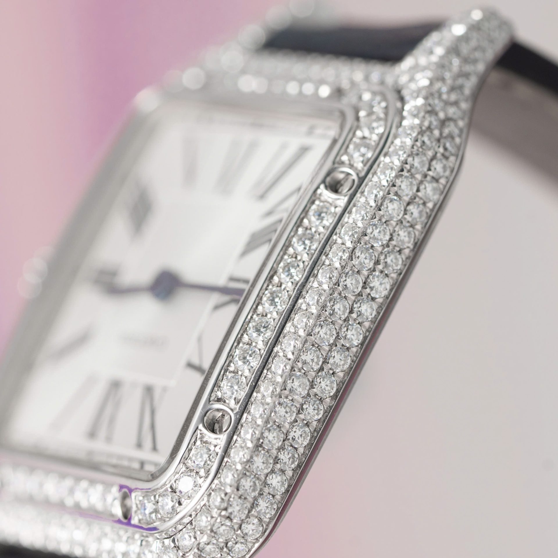 Cartier Replica 1:1 Watch Santos Dumont Large With Full Moissanite Diamond Hong Kong 42mm - Top club