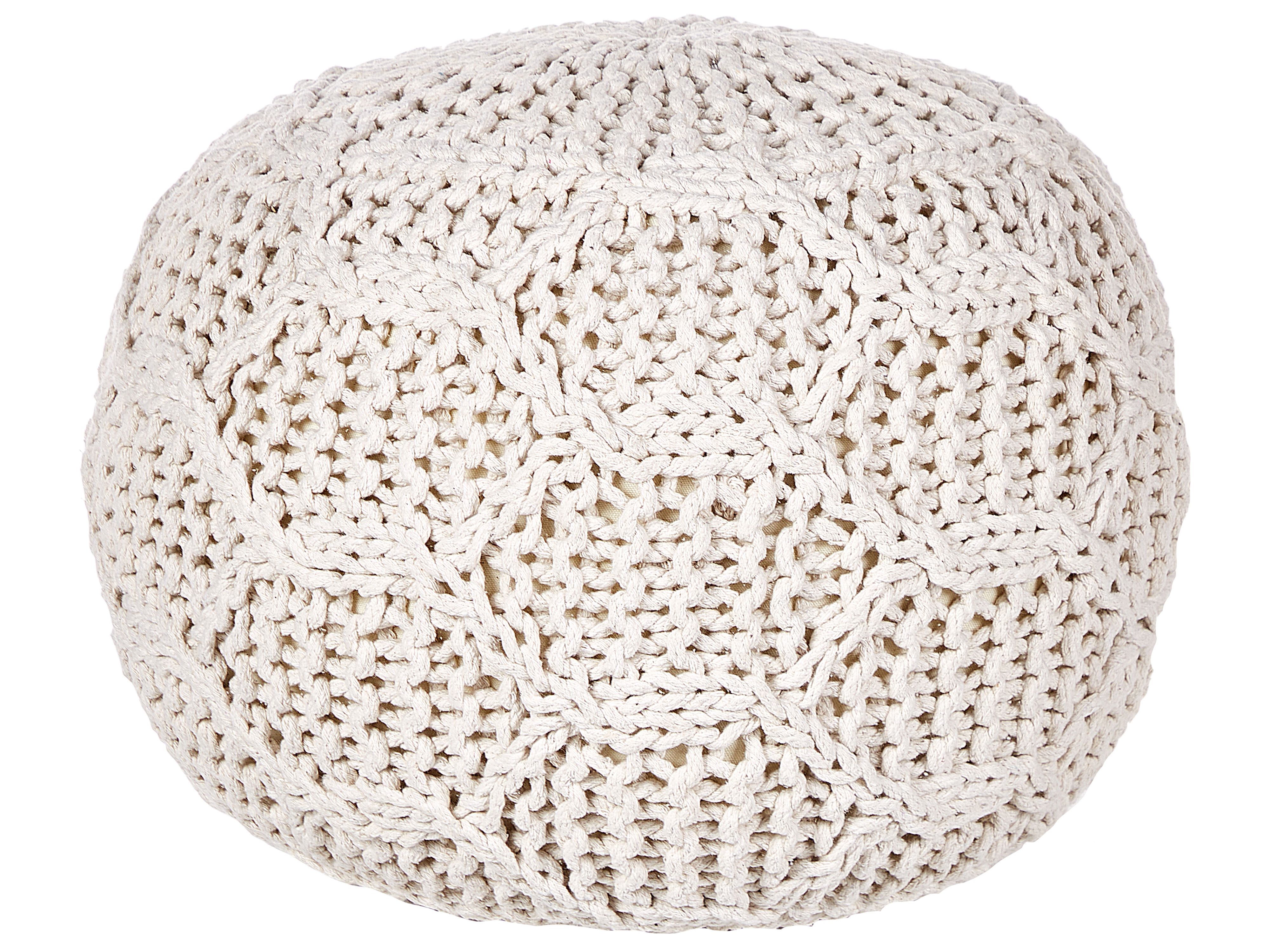 Pouffe Macramé TRIMAN Cotton Light Beige