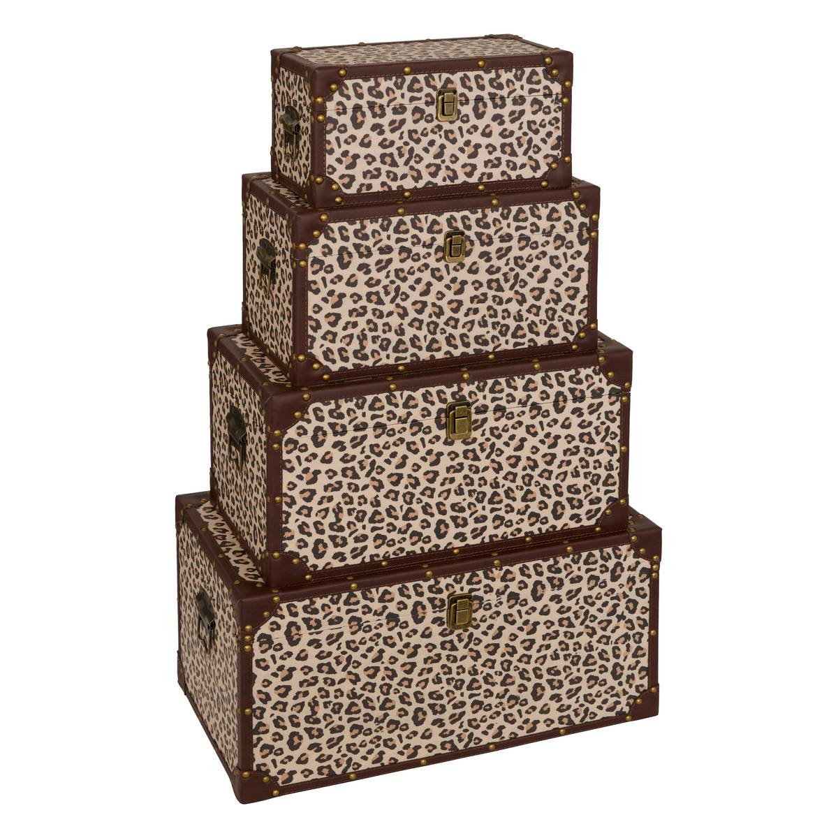 Set of 4 "Telna" trunks Brown, 56x29 cm