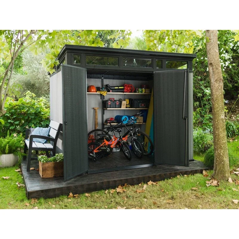 Artisan Plastic Storage Shed 9 ft W x 7.5 ft D Grey & Black - Artisan 97 - Image 5 Artisan Plastic Storage Shed 9 ft W x 7.5 ft D Grey & Black - Artisan 97 - Image 5