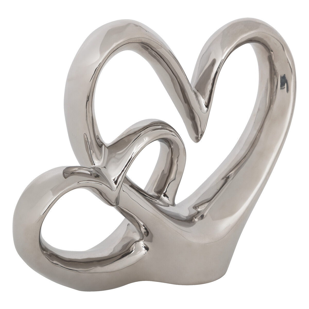Double heart table decoration "Safina" Silver, H.16.5 cm