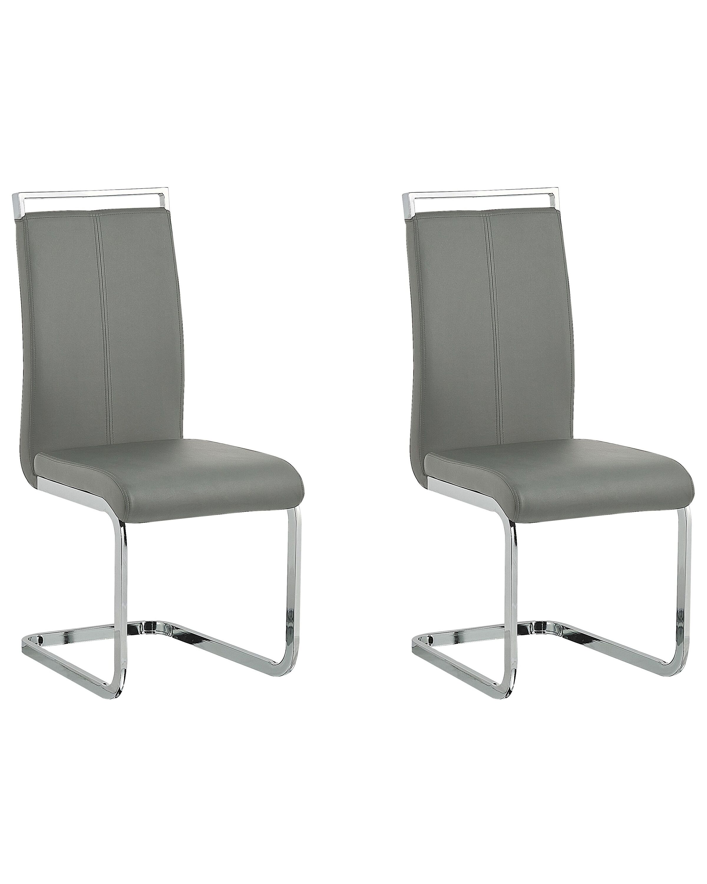 Set of 2 Dining Chairs GREEDIN Faux Leather Grey