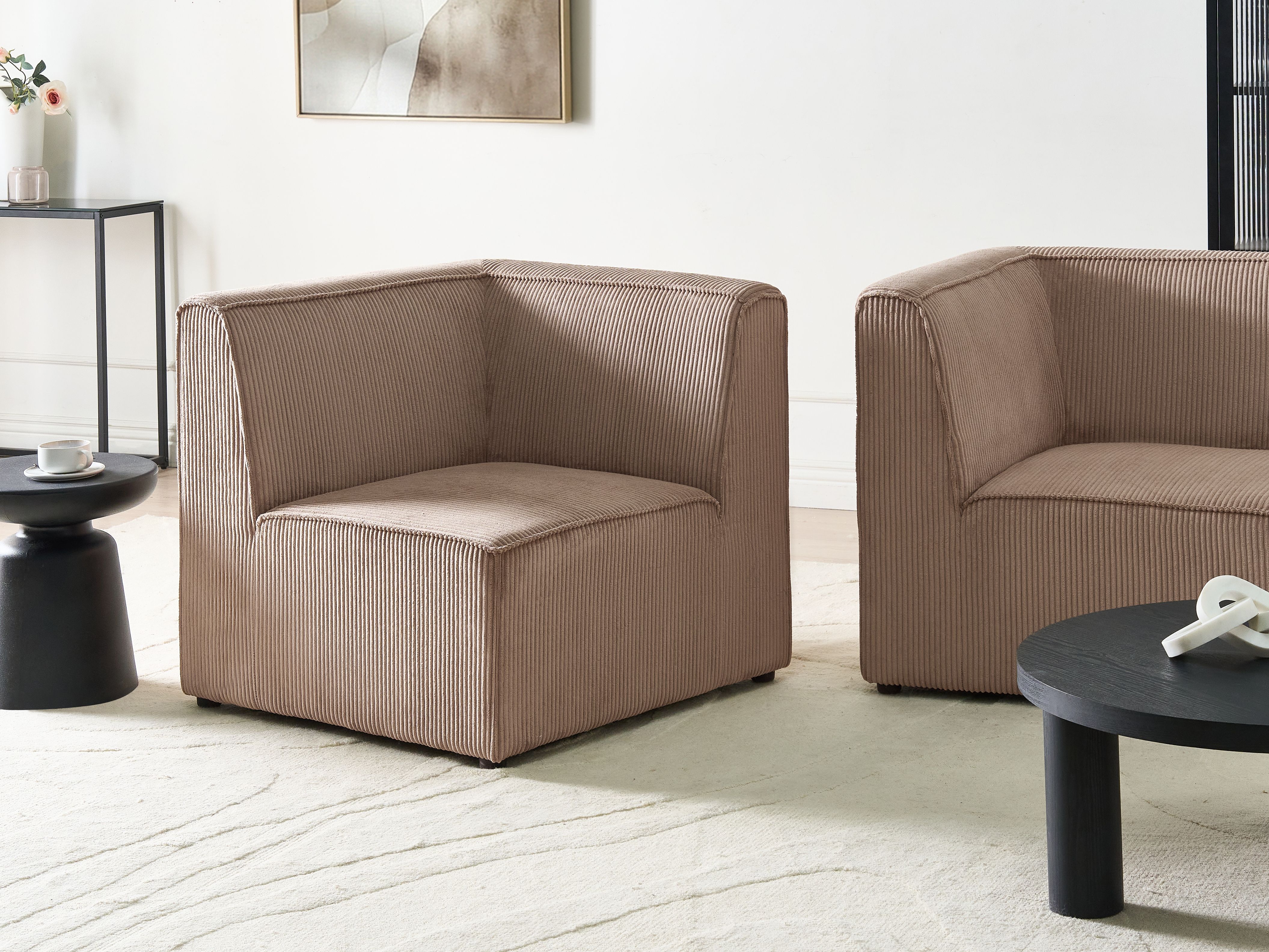 Corner Seat LEMVIG Corduroy Sand Beige Right Hand