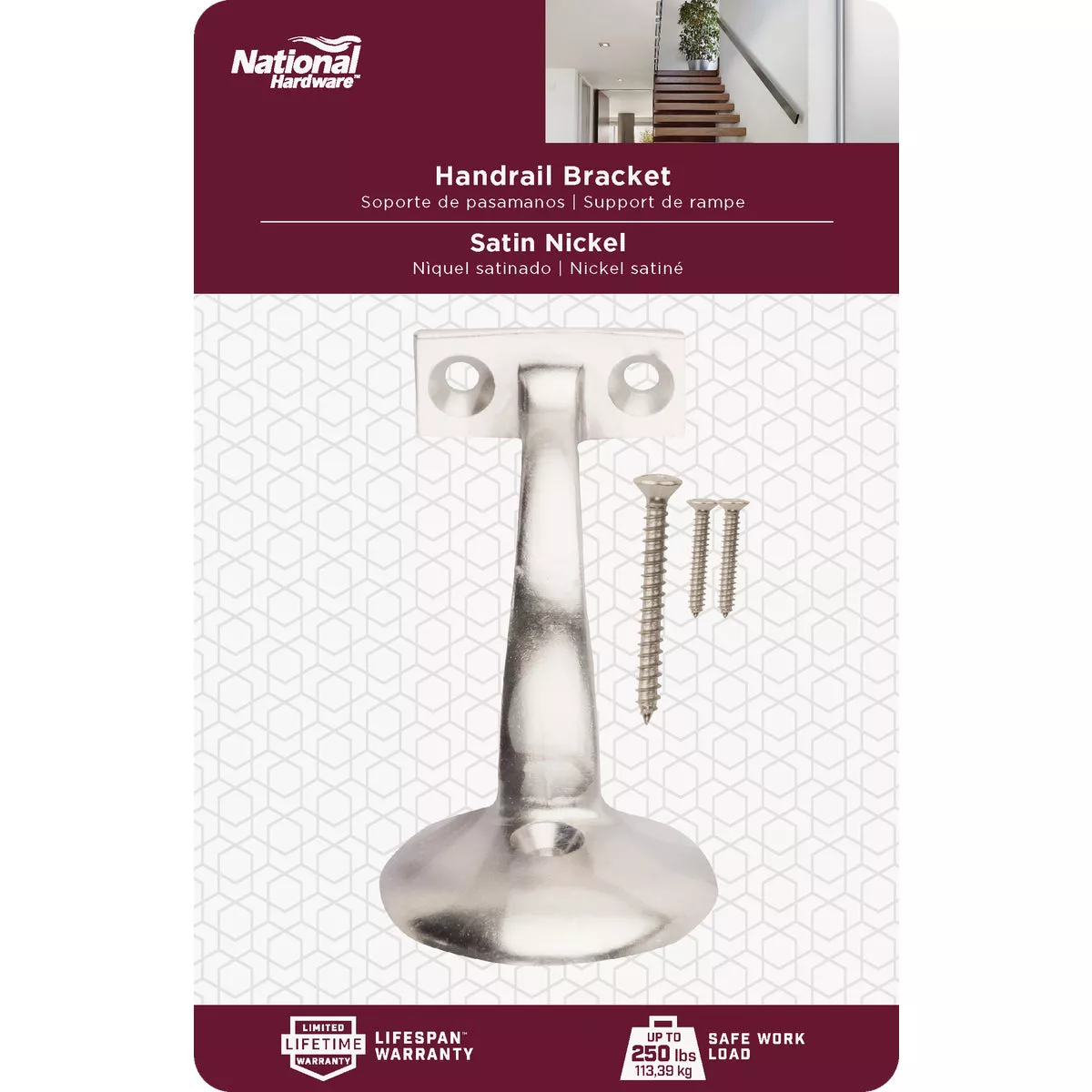 National Hardware Satin Nickel Zinc Handrail Bracket