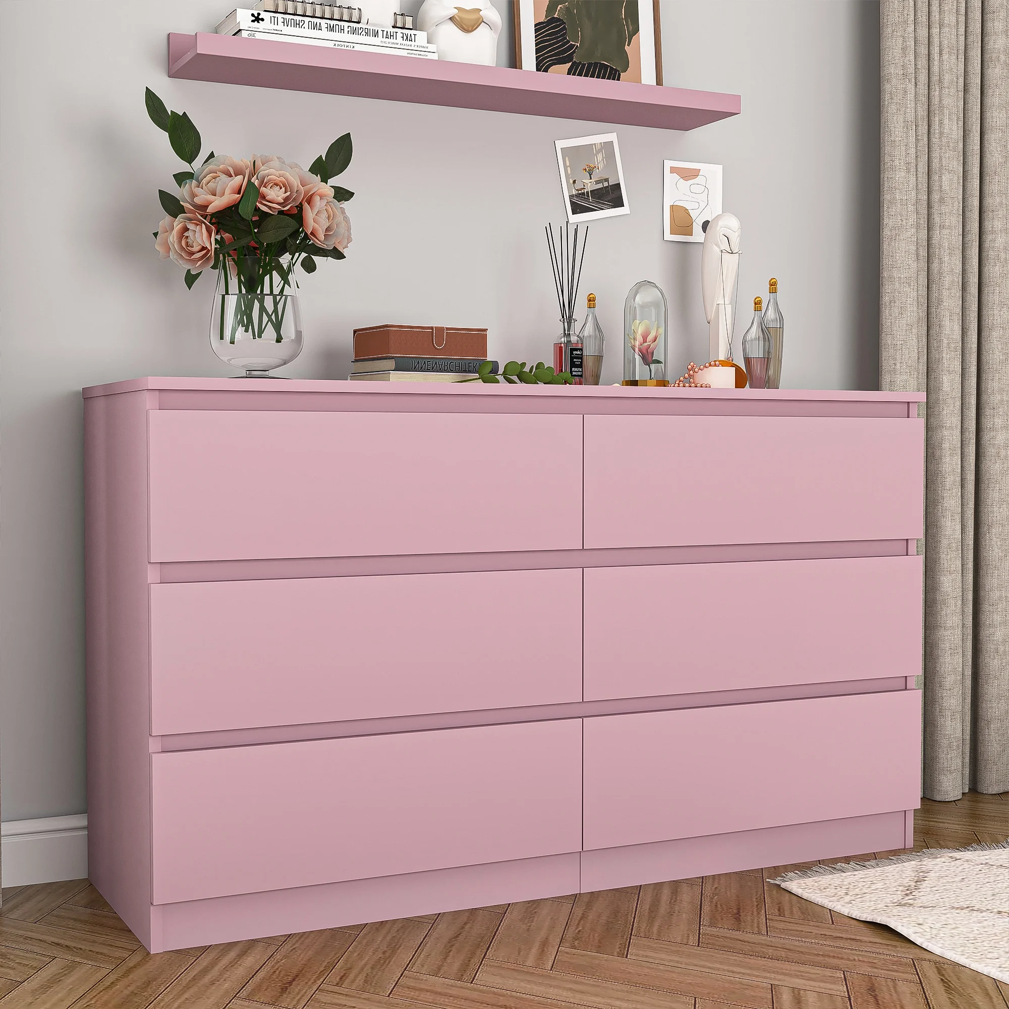 Kadyn White Chest of Drawer, 6 Double Drawer Dresser for Bedroom, Modern Storage Cabinet for Living Room, Dresser - Image 162